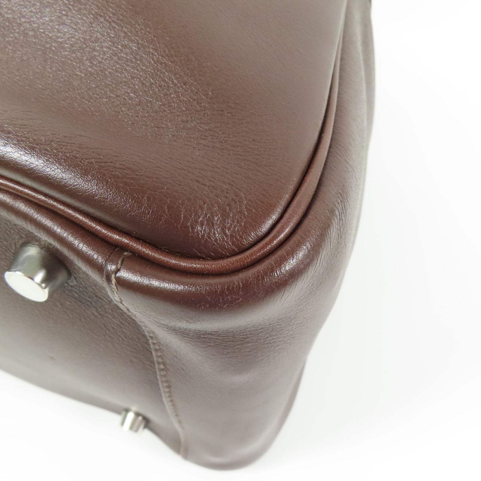 HERMES Swift皮革Lindy 30銀扣手挽肩背兩用袋Brown