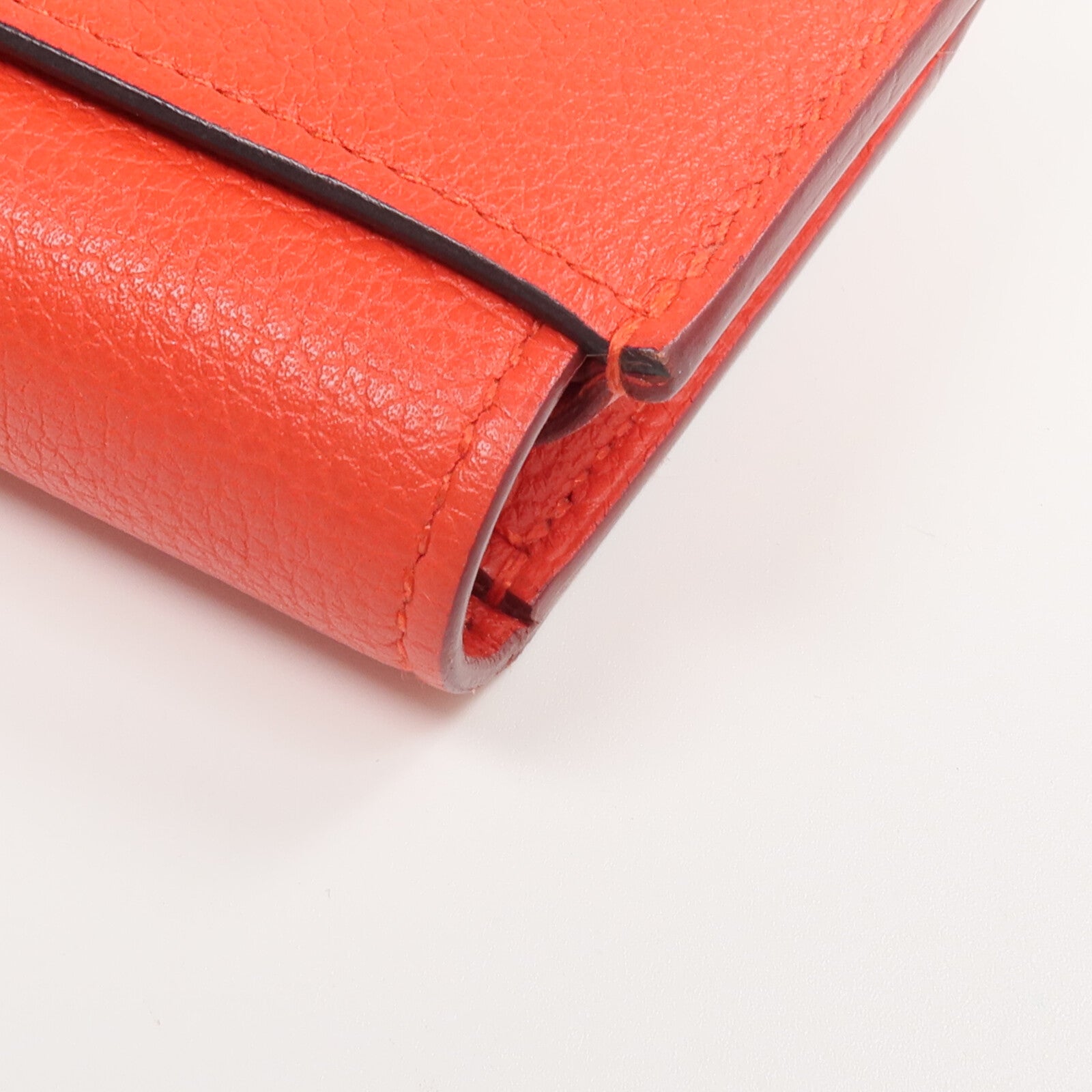 HERMES Evercolor皮革H Passant Compact Wallet錢包Rouge Tomate