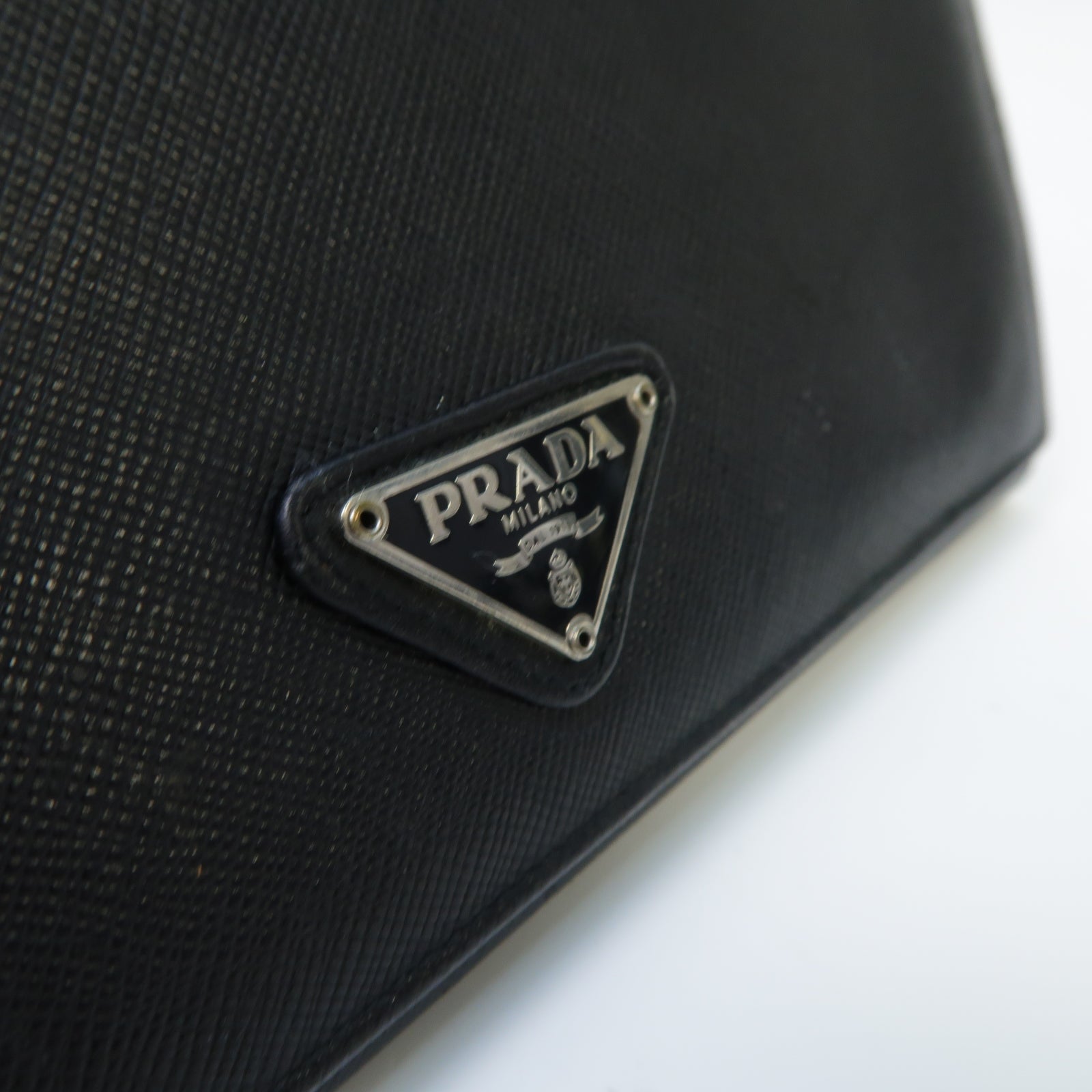 PRADA 【激減優惠】Saffiano皮革Long Wallet銀扣長錢包黒色