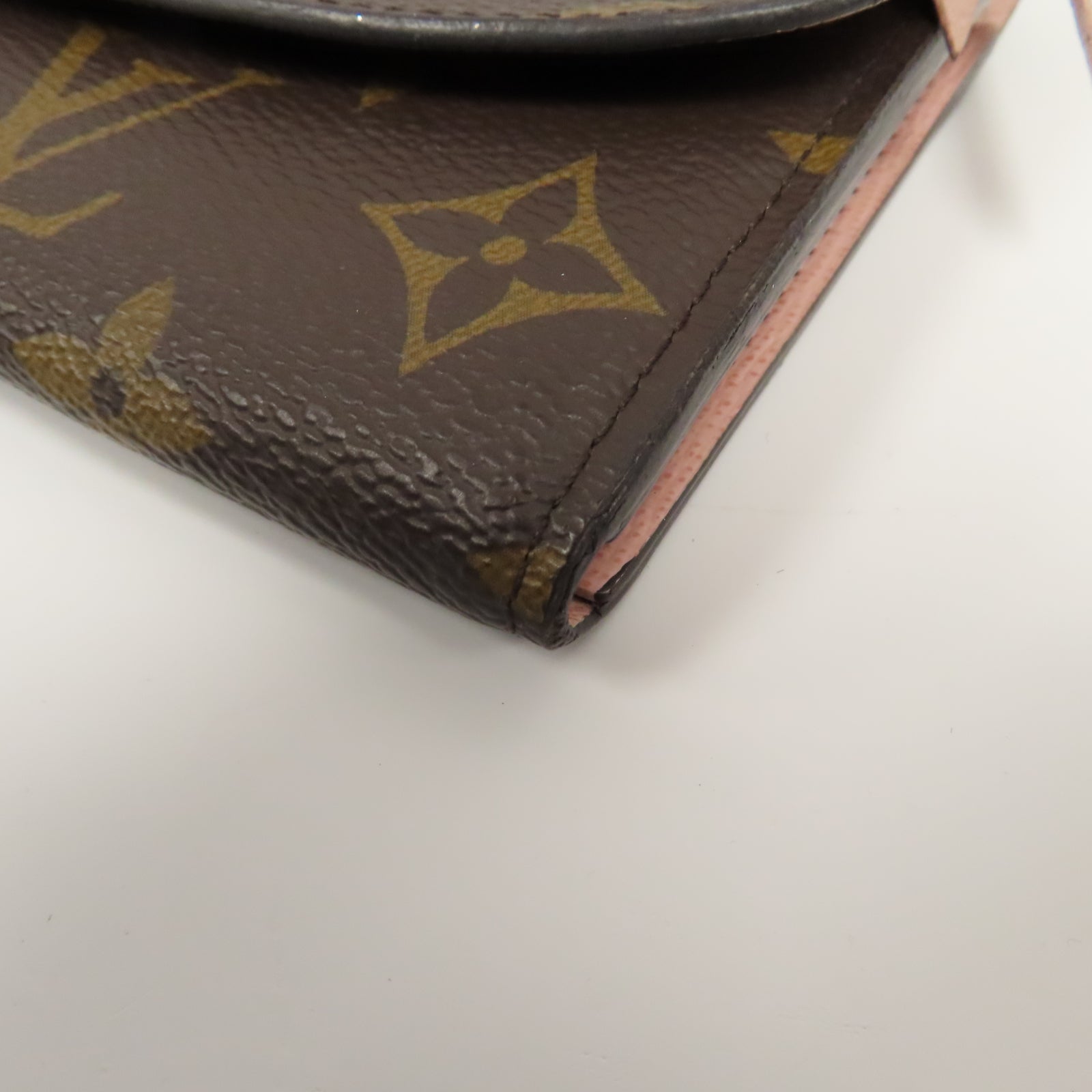 LOUIS VUITTON Monogram Emilie Wallet金扣長錢包啡色/粉紅色
