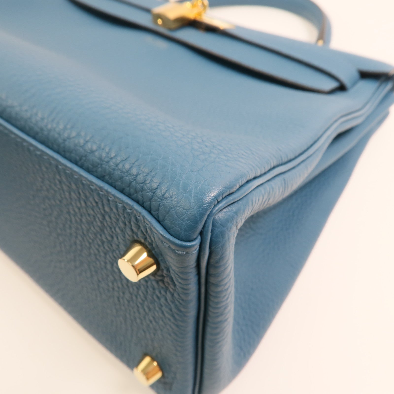 HERMES Togo皮革Kelly 32金扣手挽肩背兩用袋Cobalt