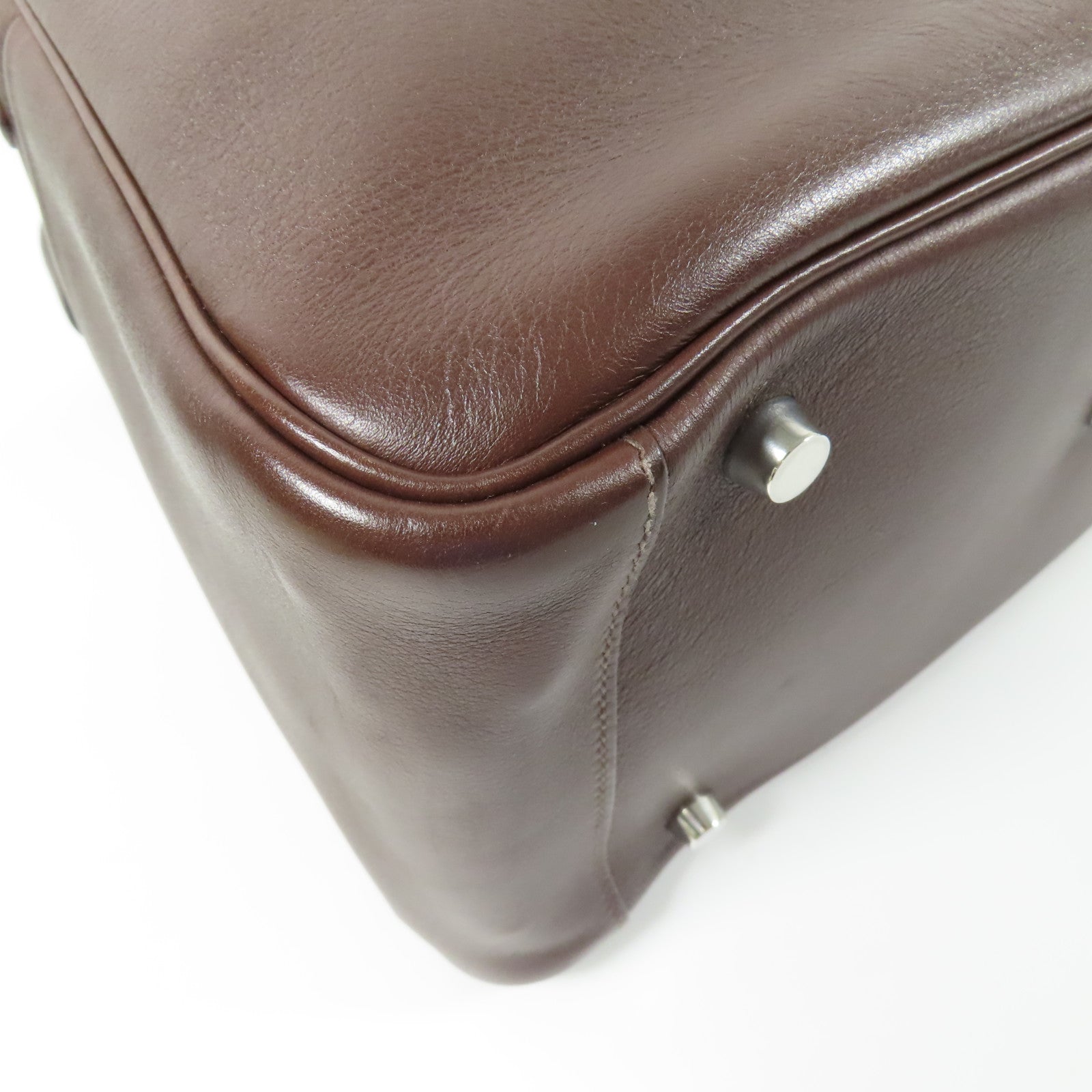 HERMES Swift皮革Lindy 30銀扣手挽肩背兩用袋Brown