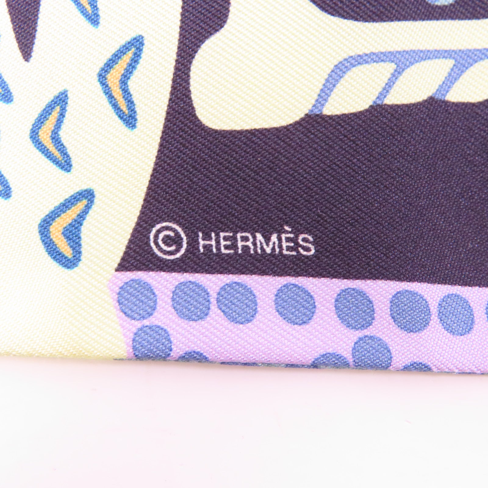 HERMES 絲質Twilly絲巾紫色/彩色