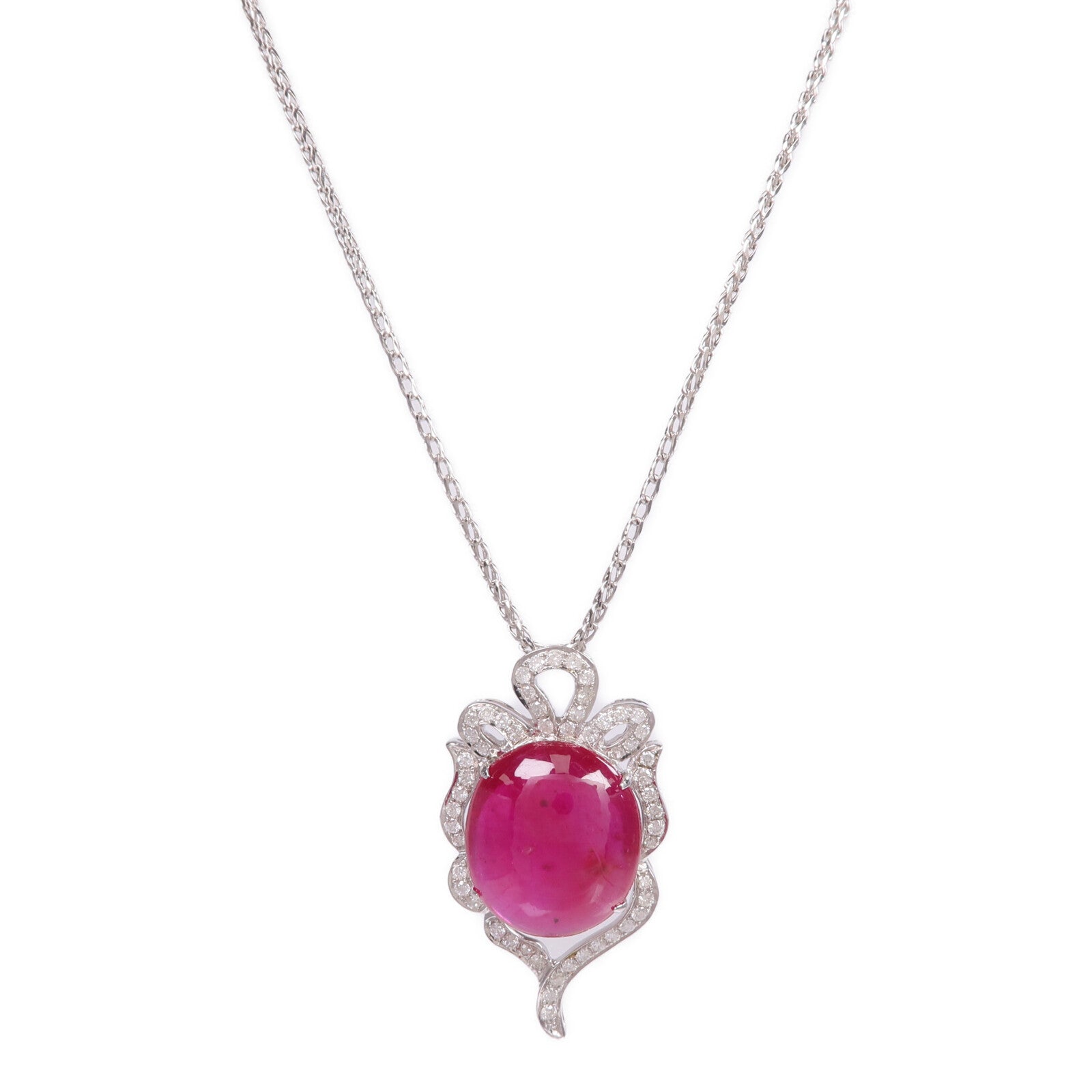 JEWELRY 18K白金Ruby Diamond Necklace紅寶石/鑽石項鍊