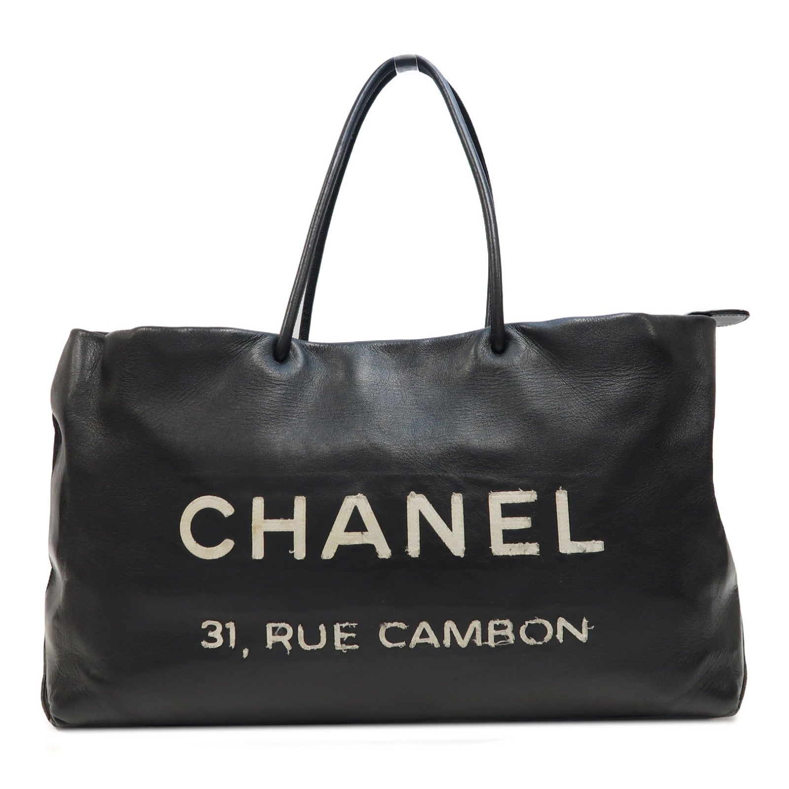 CHANEL 【激減優惠】牛皮皮革Handbag銀扣手挽袋黑色