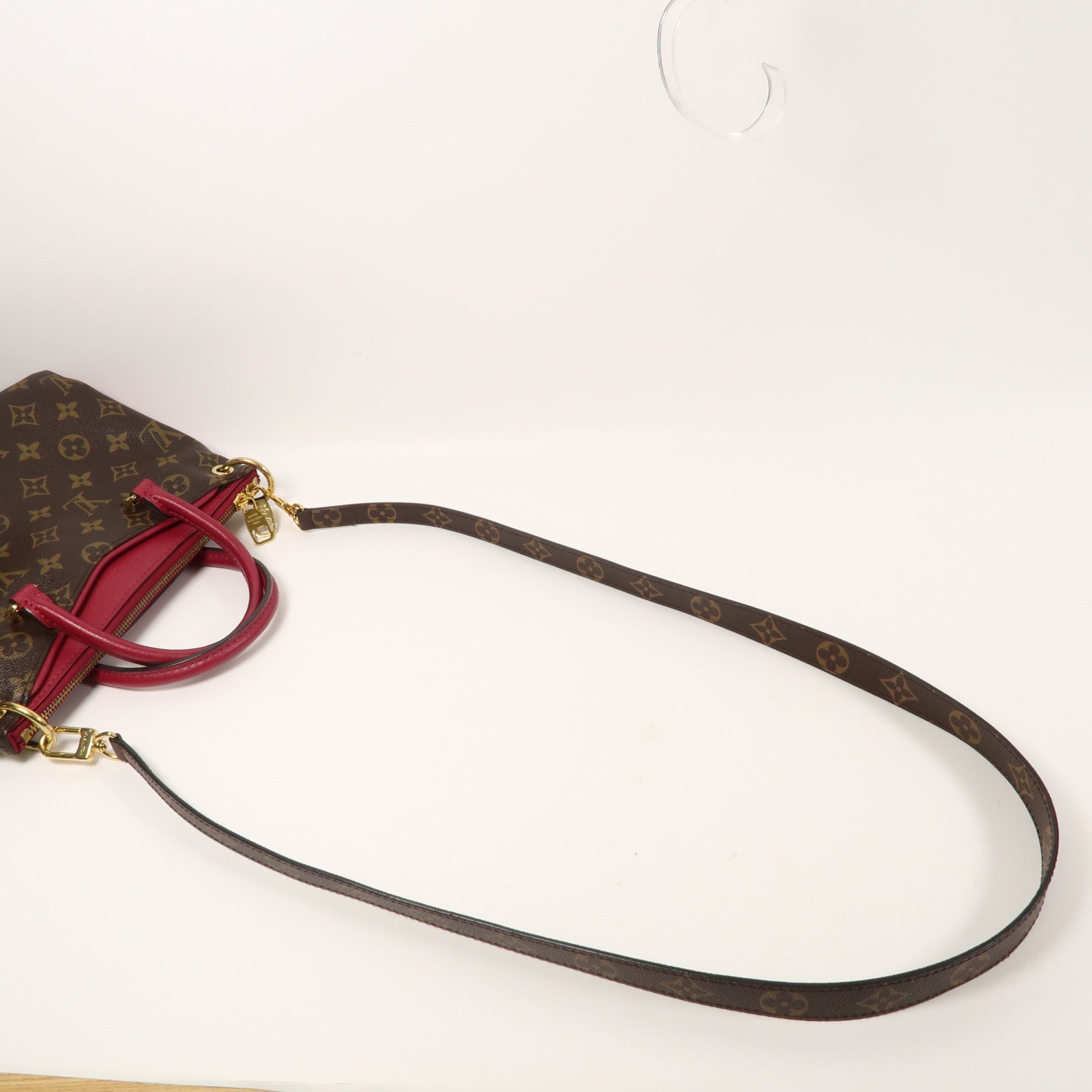 LOUIS VUITTON Monogram Pallas BB金扣手挽肩背兩用袋啡色/紅色
