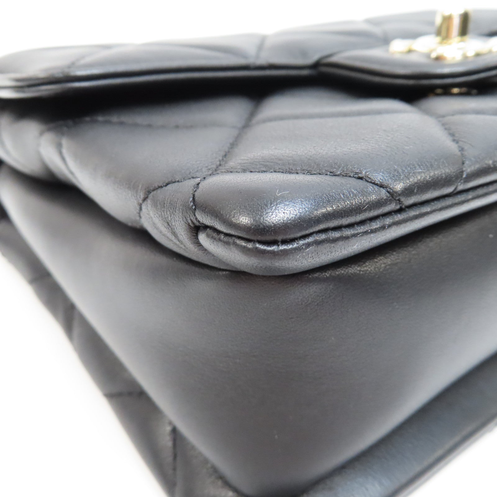 CHANEL 菱格Caviar皮革Chain Shoulder Bag銀扣鏈帶肩背袋黑色