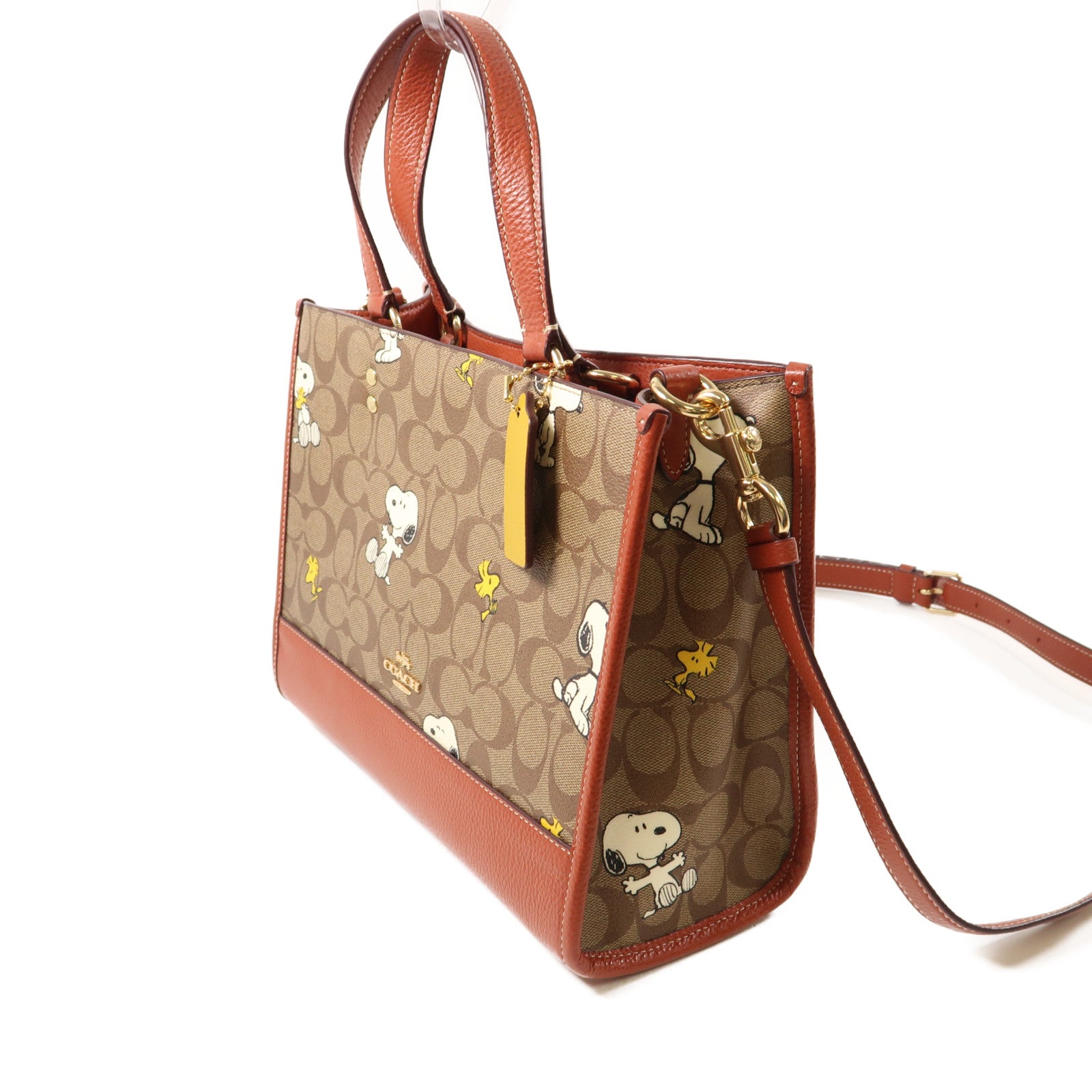 COACH PVC塗層帆布Shoulder Bag金扣手挽肩背兩用袋啡色