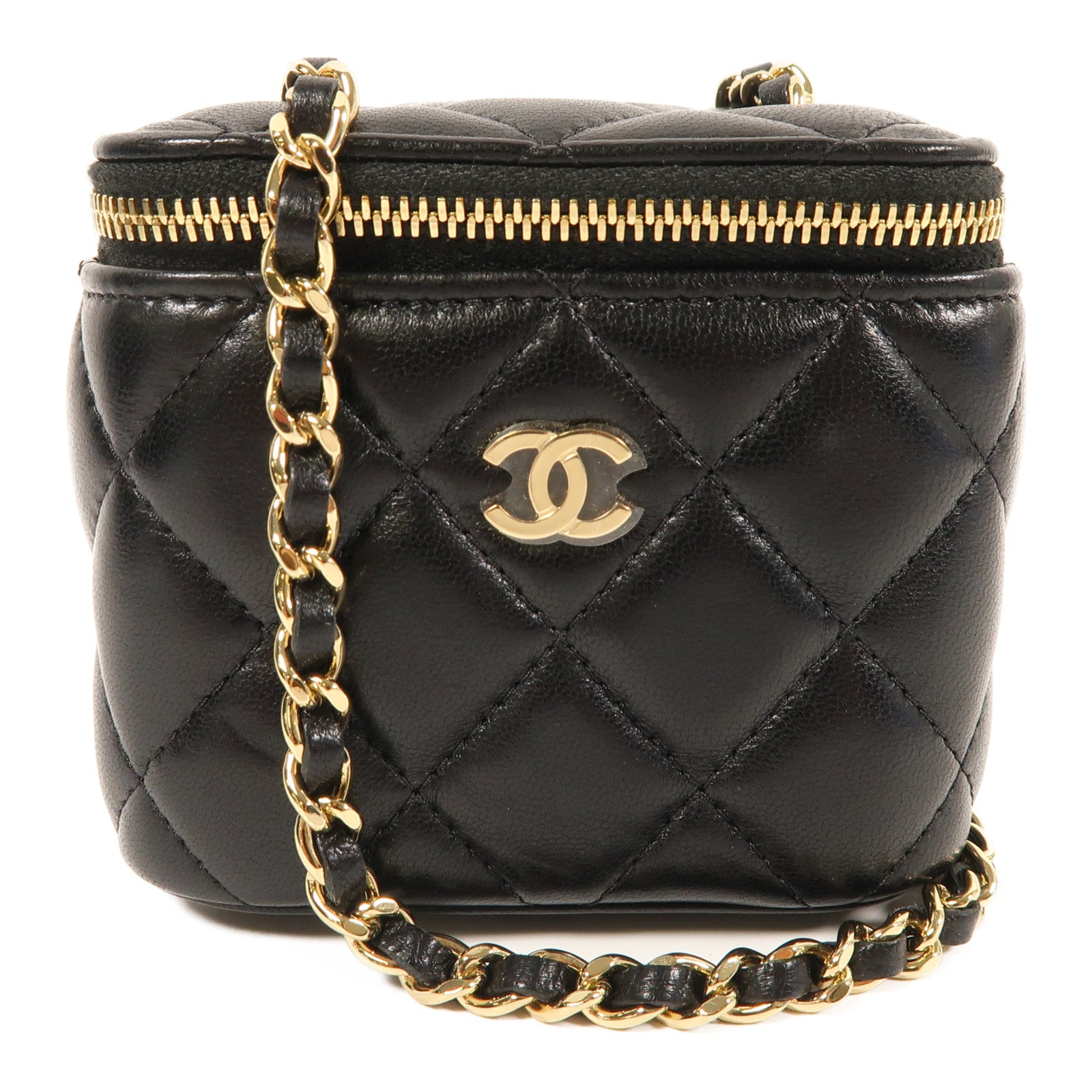 CHANEL 羊皮皮革Vanity Bag金扣鏈帶肩背袋