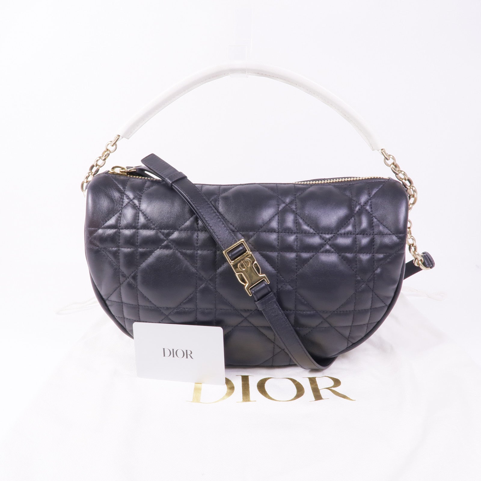 Dior 牛皮皮革Hobo Bag金扣手挽肩背兩用袋