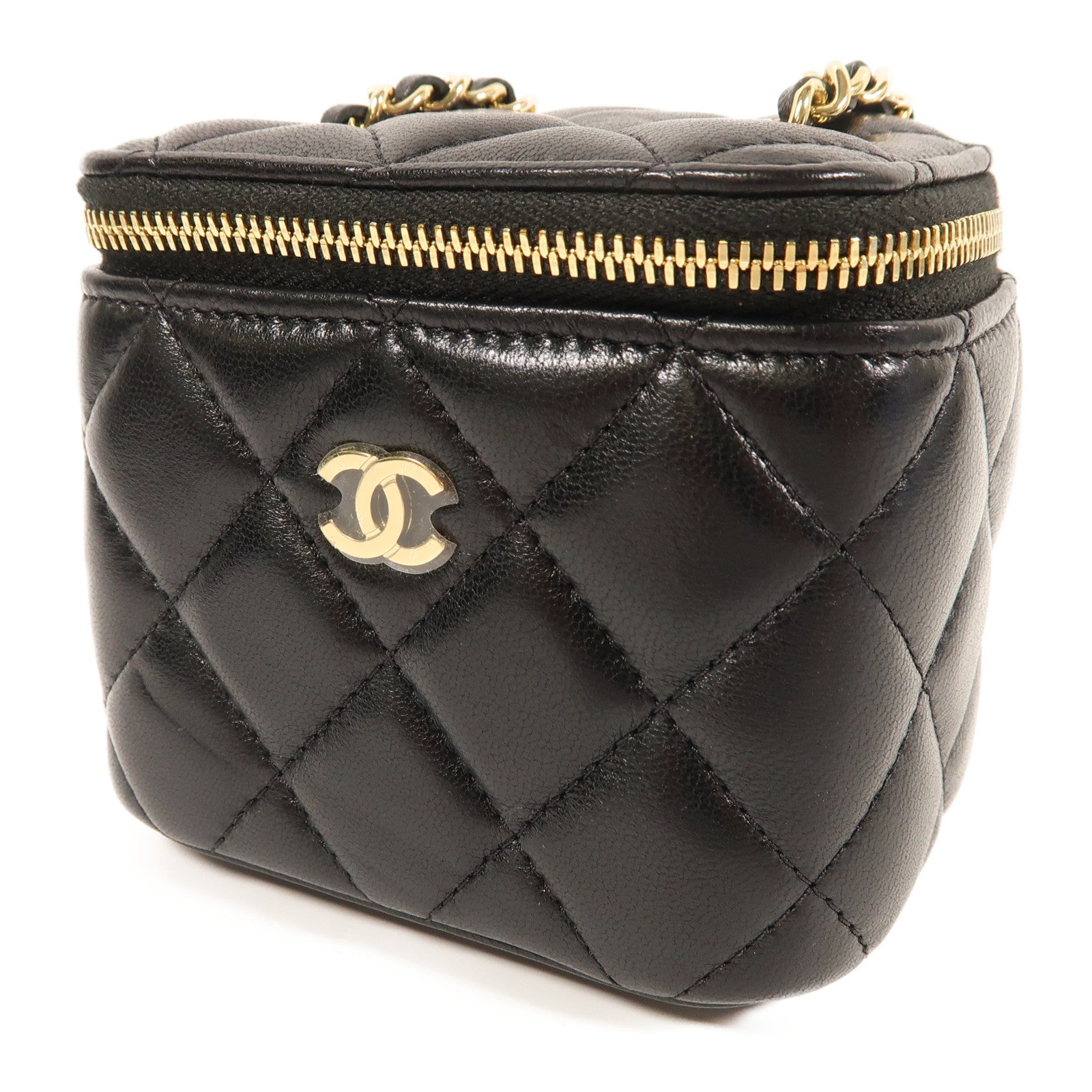 CHANEL 羊皮皮革Vanity Bag金扣鏈帶肩背袋
