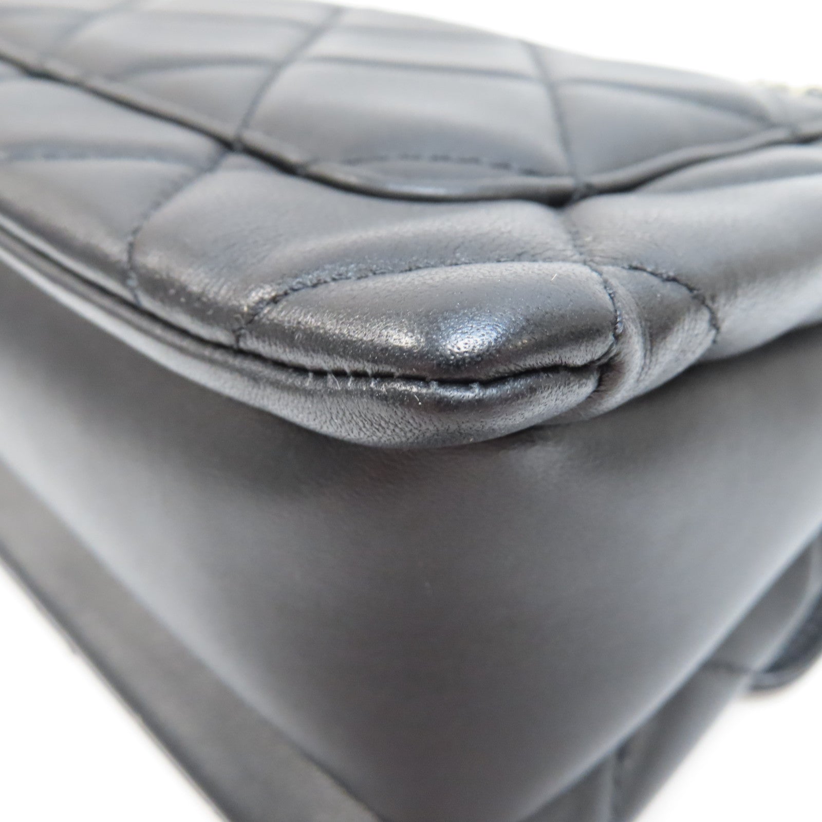 CHANEL 菱格Caviar皮革Chain Shoulder Bag銀扣鏈帶肩背袋黑色
