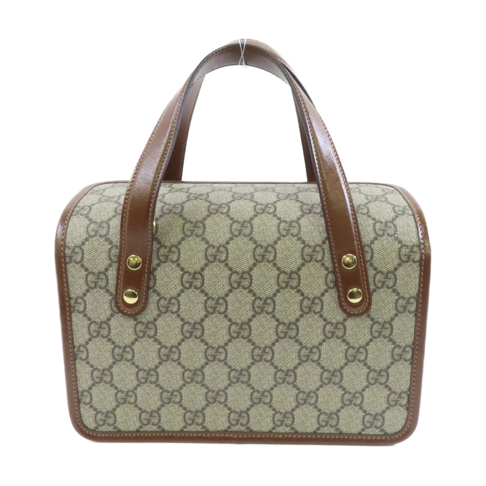 GUCCI 塗層帆布Horsebit 1955金扣手挽肩背兩用袋棕色