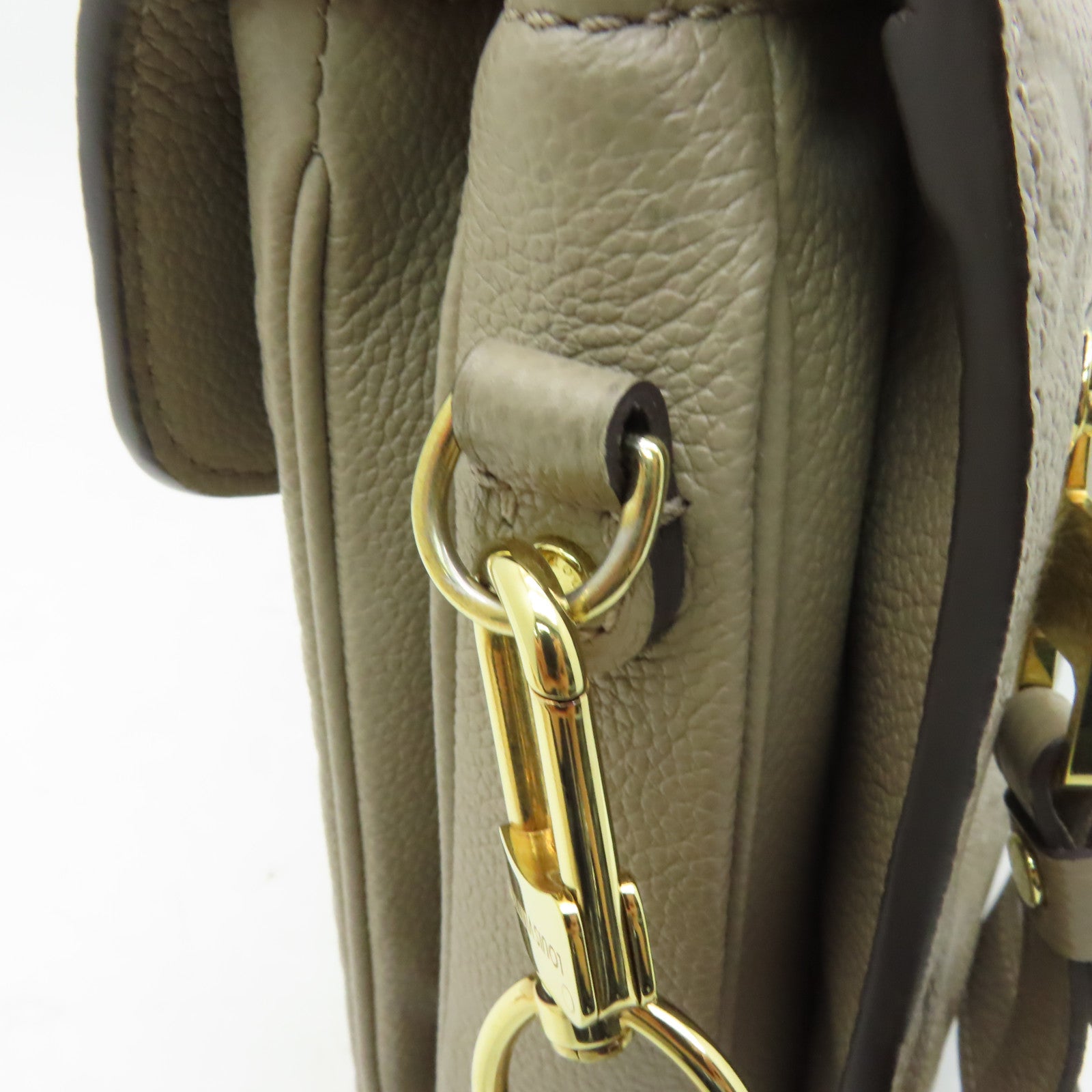 LOUIS VUITTON Monogram Empreinte Pochette Metis金扣手挽肩背兩用袋米色
