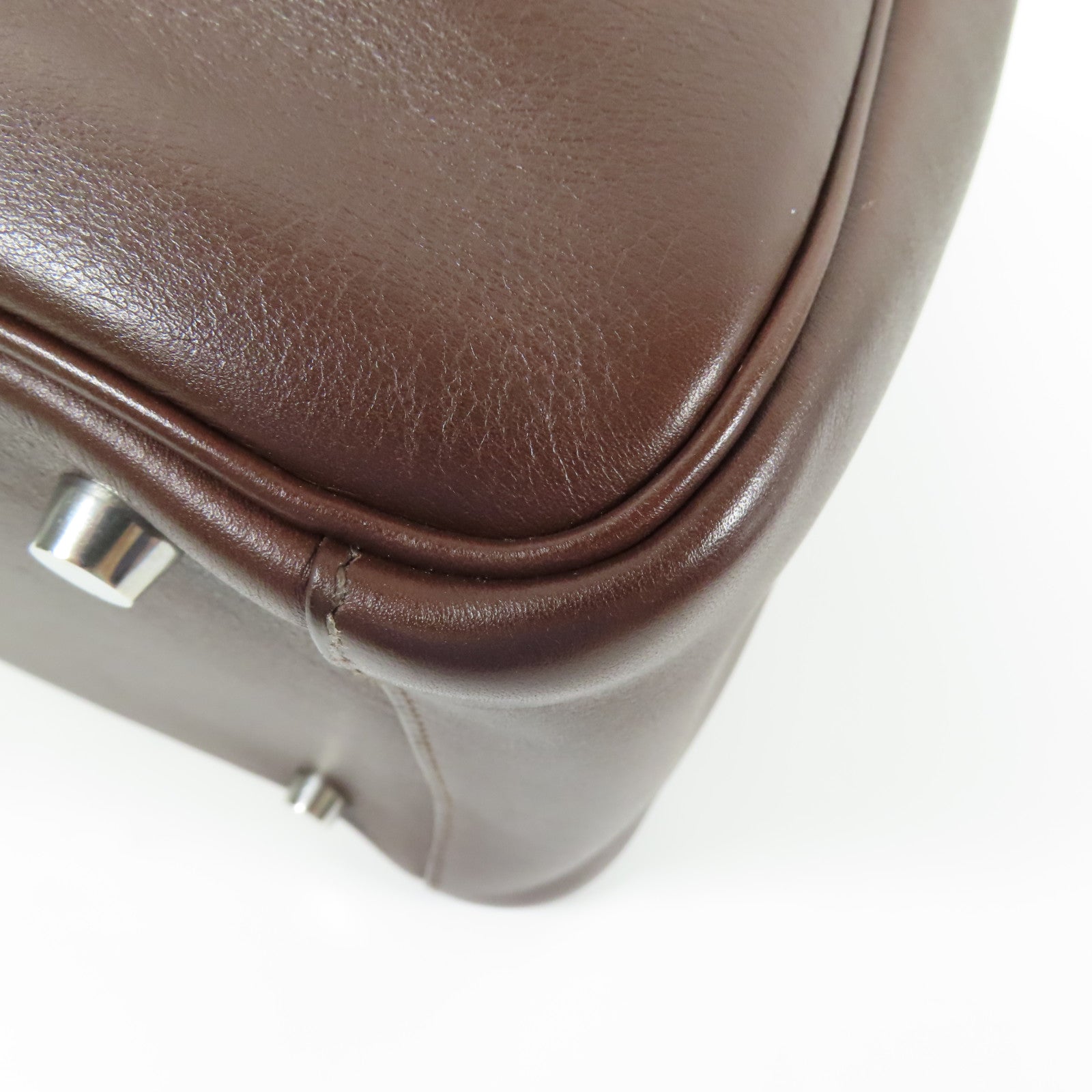 HERMES Swift皮革Lindy 30銀扣手挽肩背兩用袋Brown