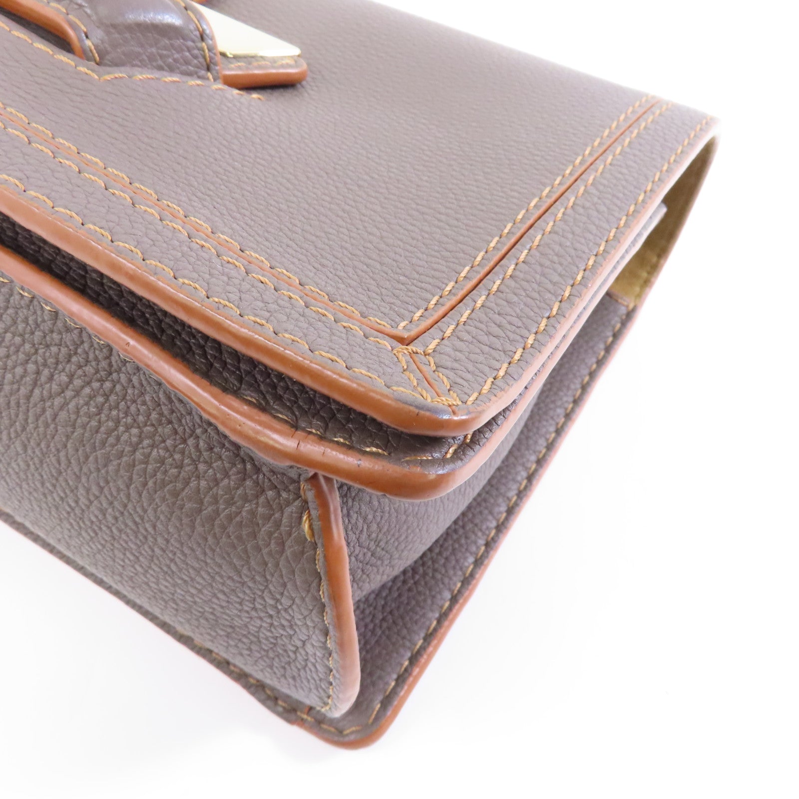 LOEWE 牛皮皮革Barcelona金扣肩背袋灰色