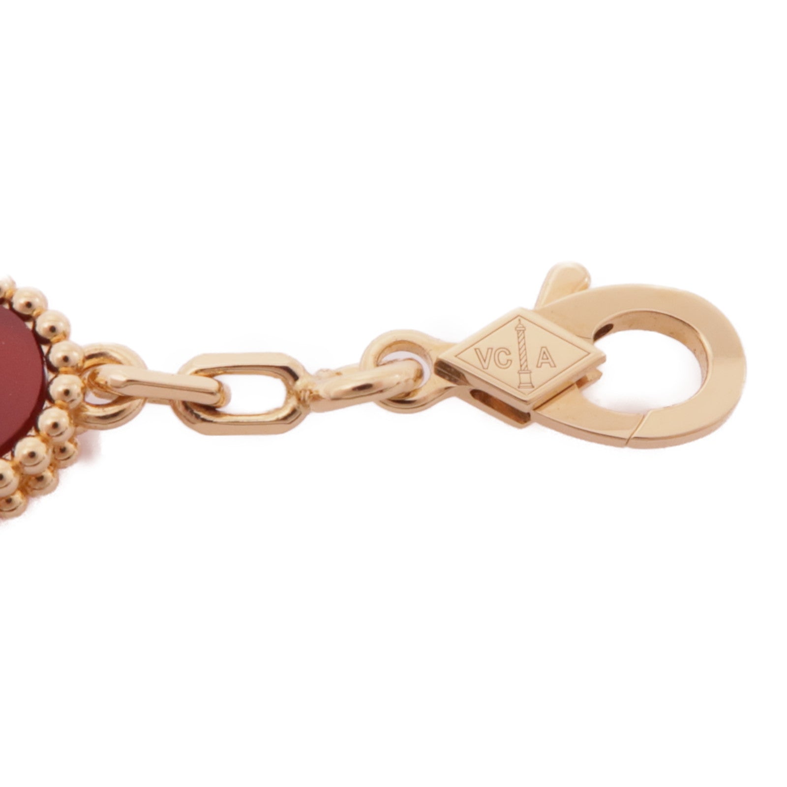 Van Cleef & Arpels 18K玫瑰金Alhambra 5-Motifs Bracelet金扣手鏈酒紅色/金色
