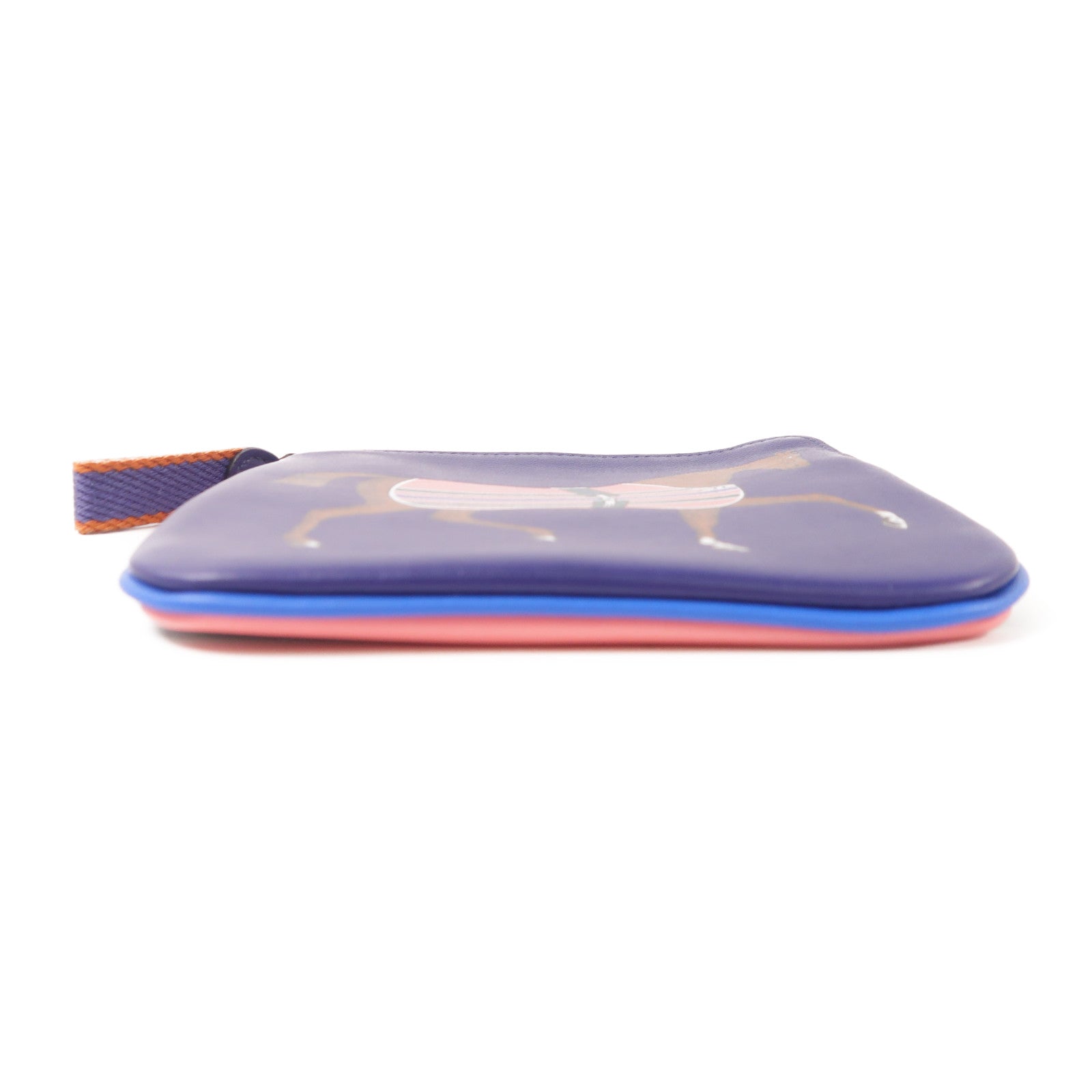HERMES Swift皮革Carre Pocket銀扣手拿包Navy