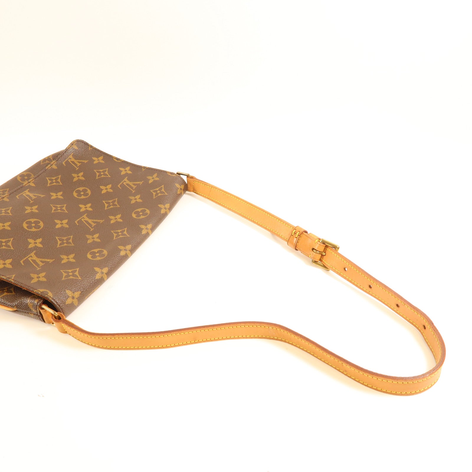 LOUIS VUITTON Monogram Musette Tango Long Shoulder金扣肩背袋棕色