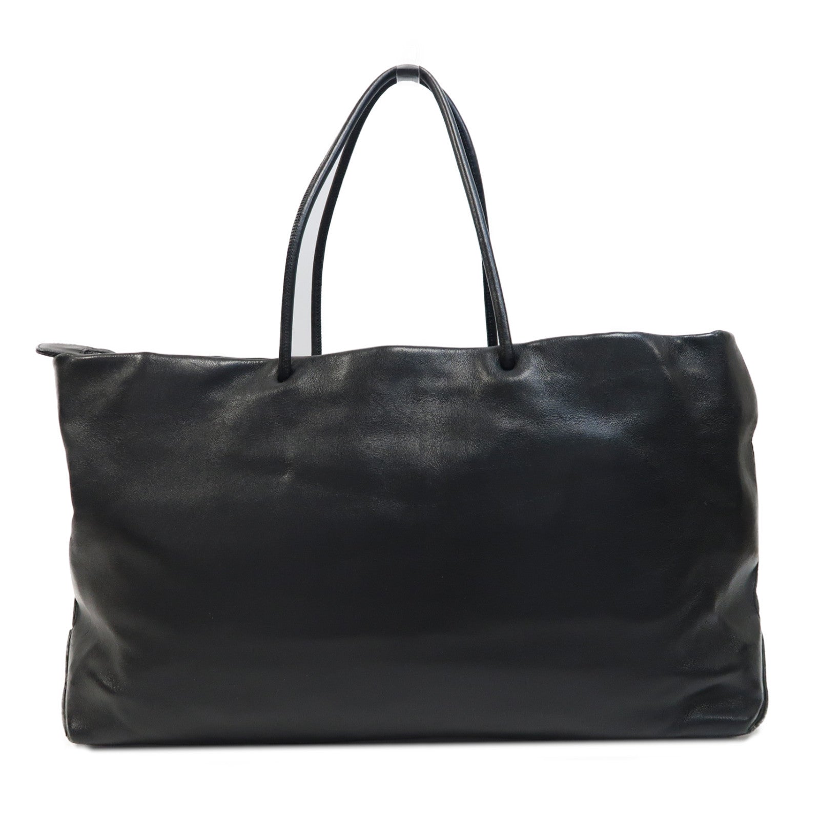CHANEL 【激減優惠】牛皮皮革Handbag銀扣手挽袋黑色