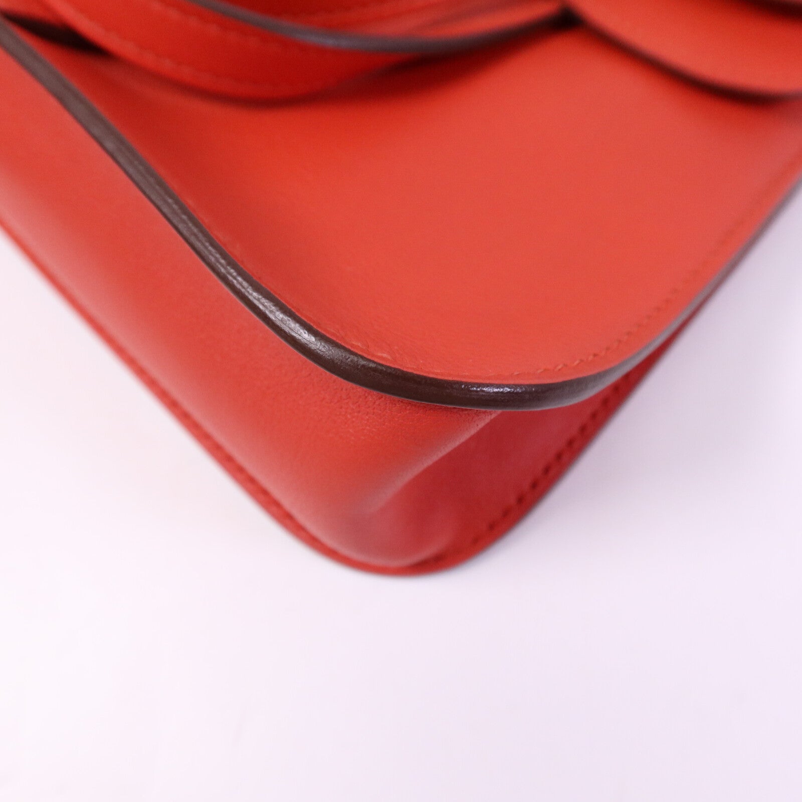HERMES Swift皮革Halzan Mini銀扣肩背袋Rouge Tomate