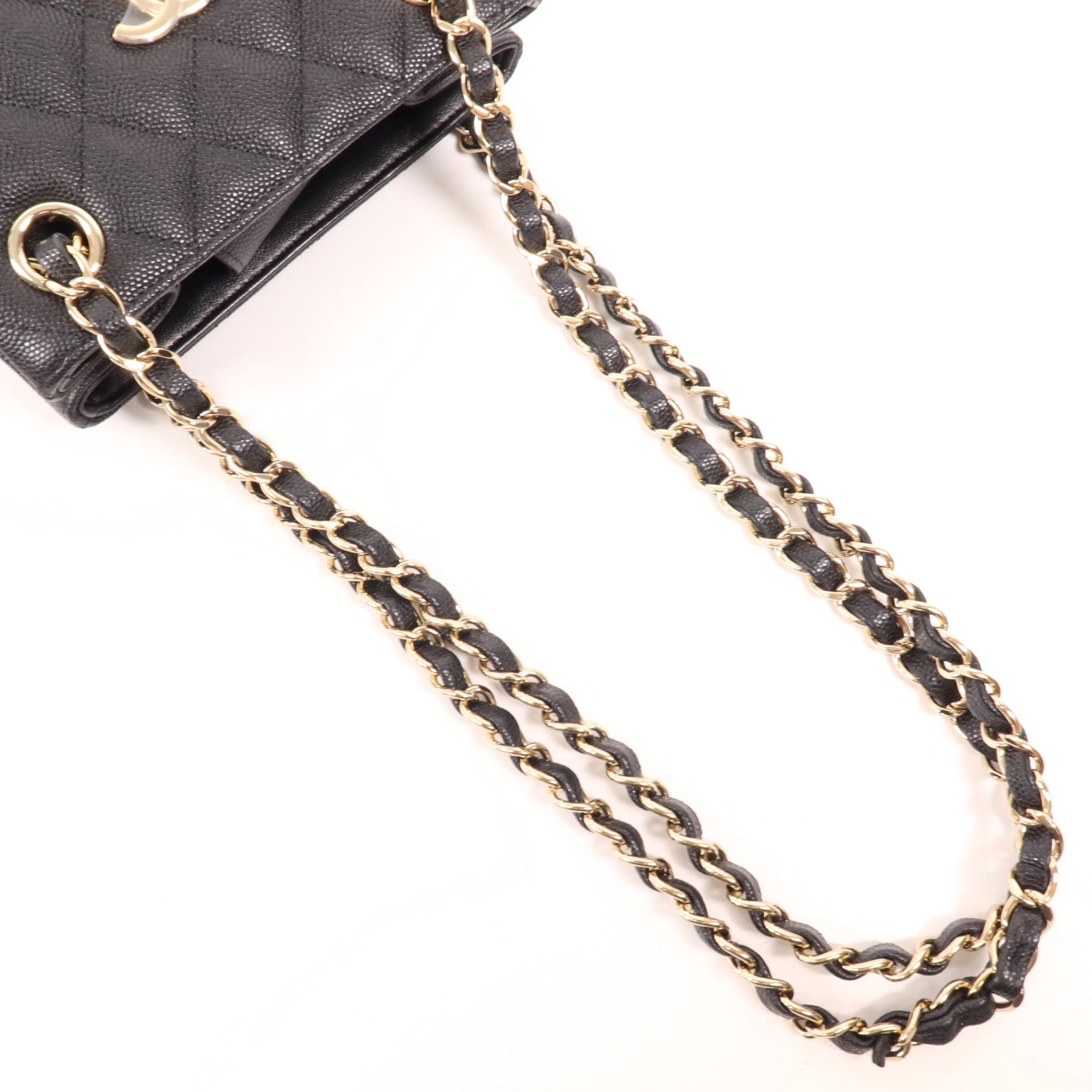 CHANEL 牛皮皮革Seasonal Mini Tote金扣鏈帶肩背袋