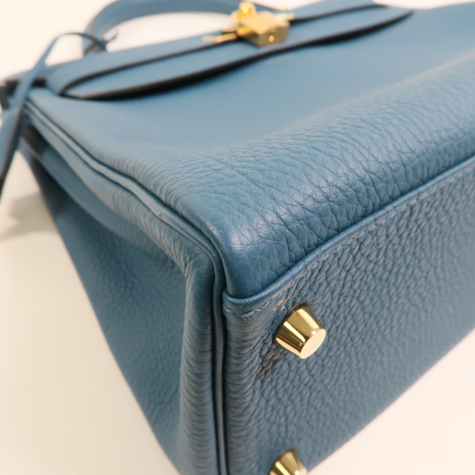 HERMES Togo皮革Kelly 32金扣手挽肩背兩用袋Cobalt
