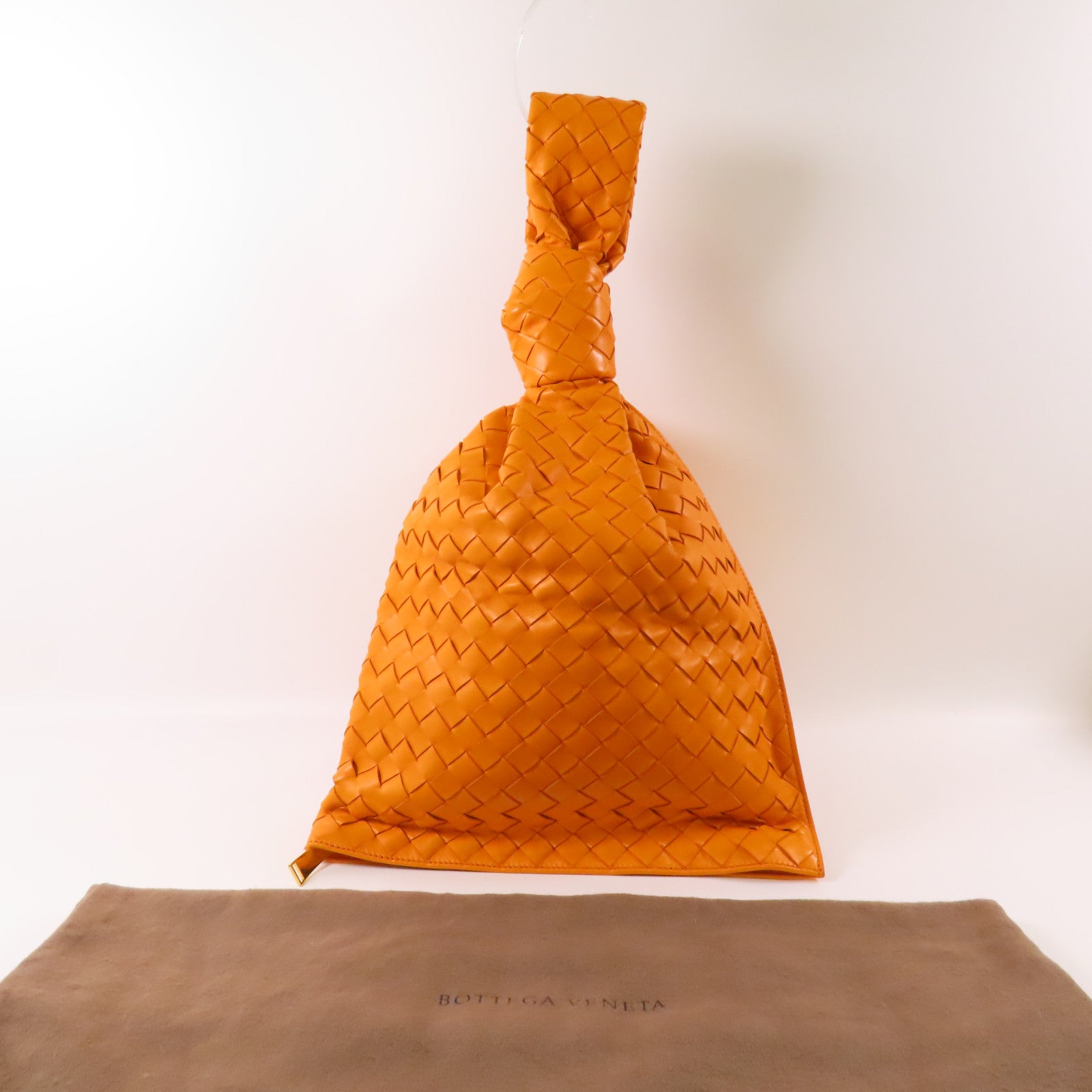 BOTTEGA VENETA GHW Woven Knot Handbag 607964 VCPP0 Leather Orange