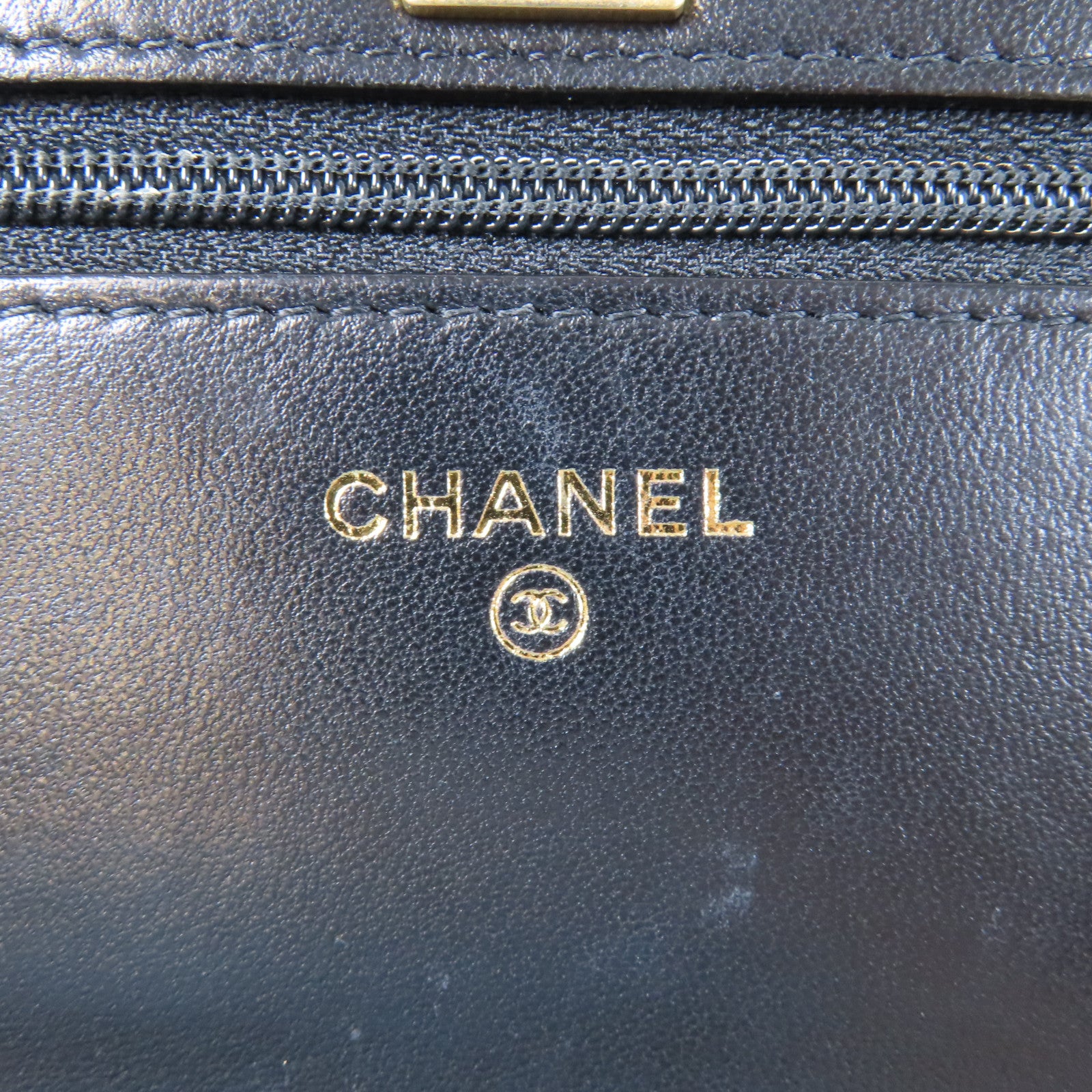 CHANEL 菱格羊皮皮革WOC 19金扣鏈帶肩背袋黑色