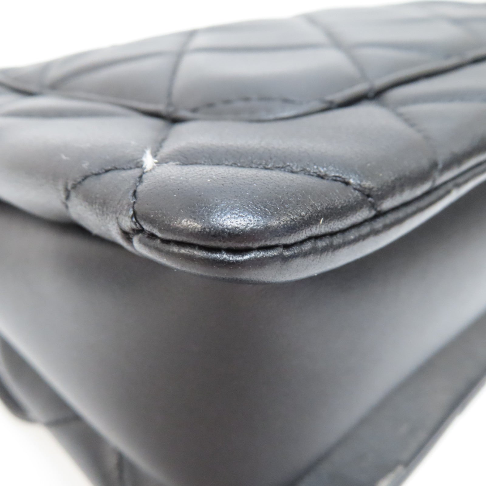 CHANEL 菱格Caviar皮革Chain Shoulder Bag銀扣鏈帶肩背袋黑色