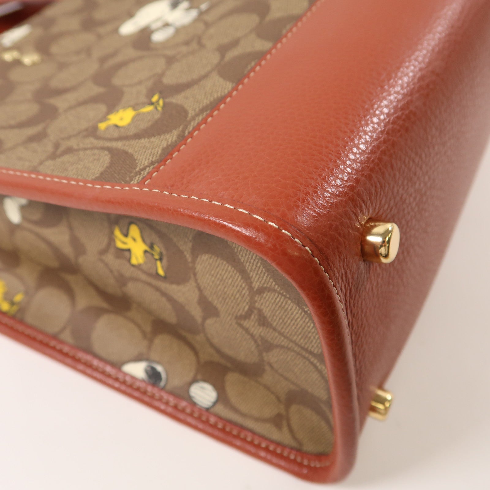 COACH PVC塗層帆布Shoulder Bag金扣手挽肩背兩用袋啡色