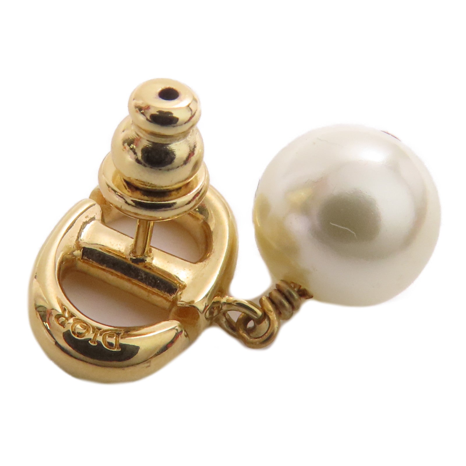 CHRISTIAN DIOR CD Earrings Metal White/Gold