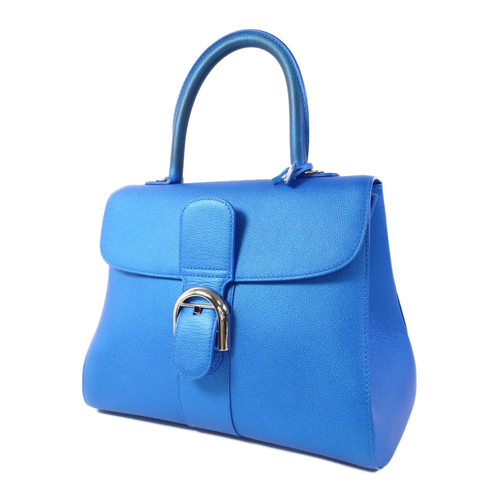 Delvaux 牛皮皮革Brillant MM銀扣手挽肩背兩用袋