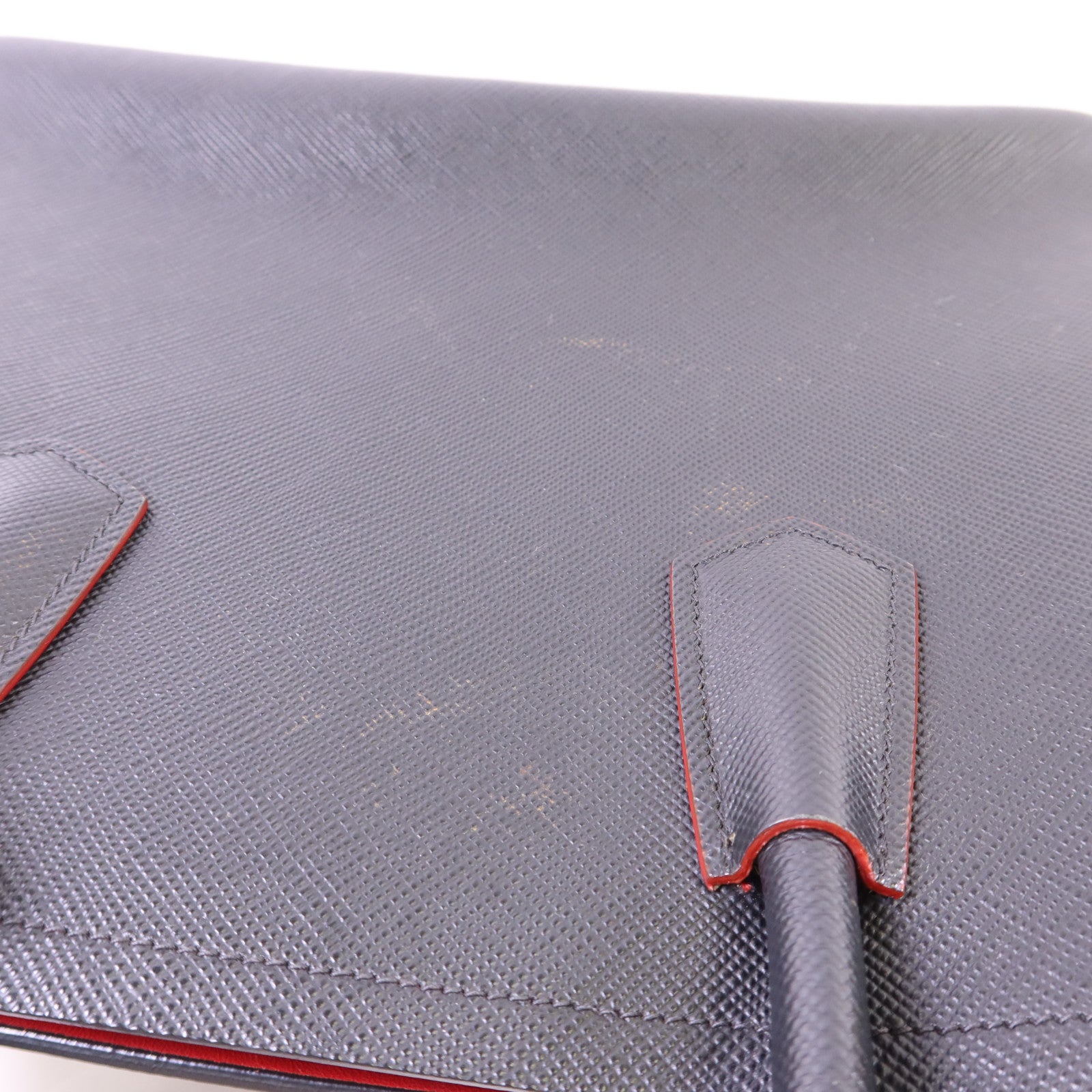 PRADA 牛皮皮革Double Saffiano金扣手挽肩背兩用袋
