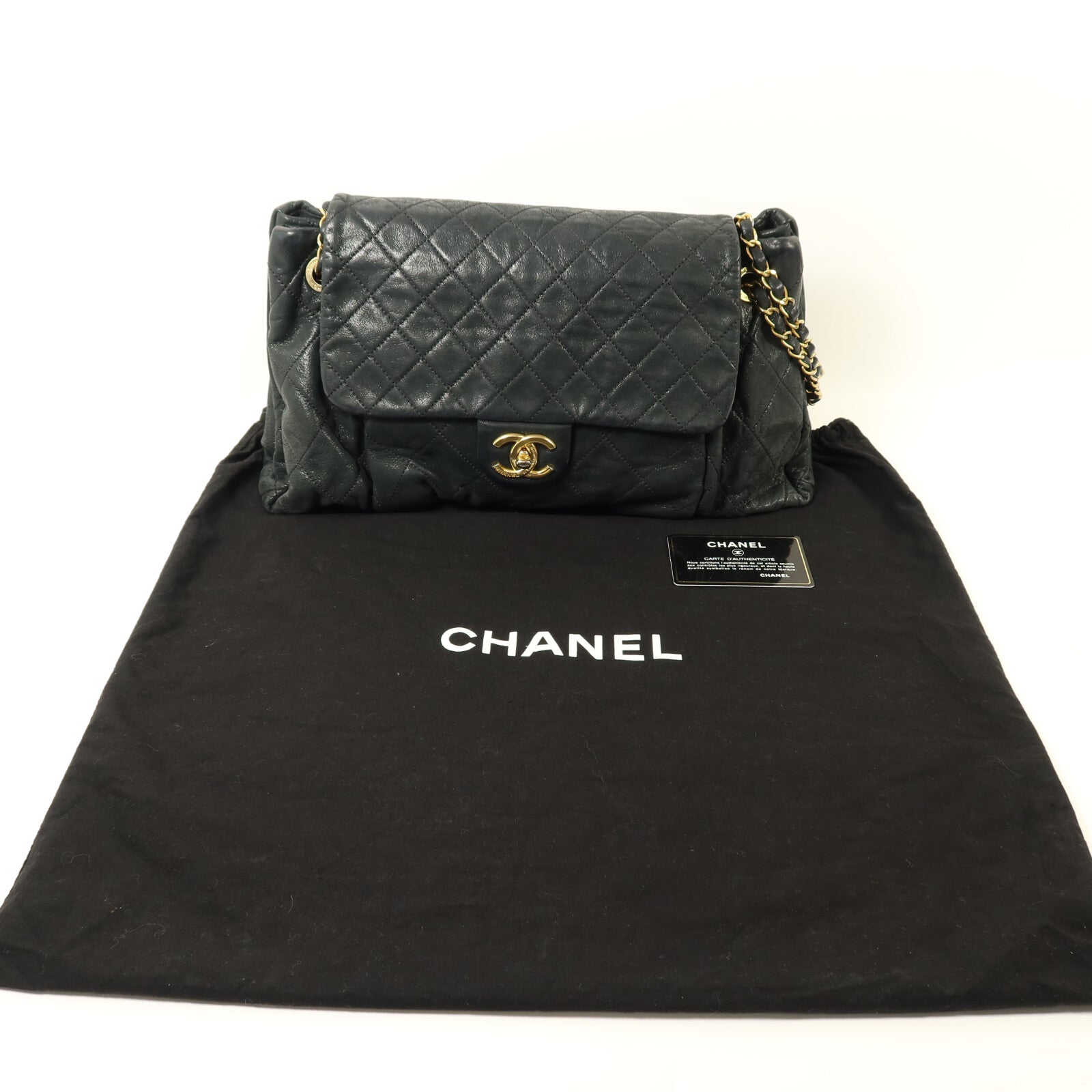 CHANEL 牛皮皮革Chain Shoulder金扣鏈帶肩背袋