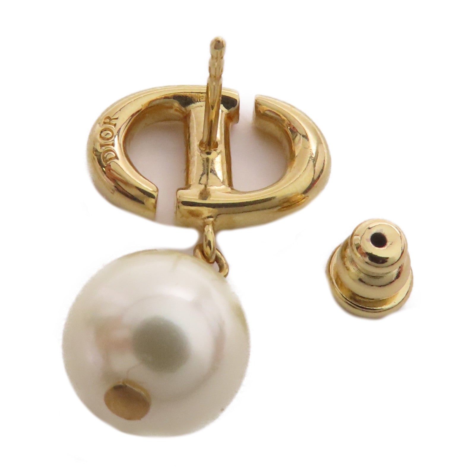 CHRISTIAN DIOR CD Earrings Metal White/Gold