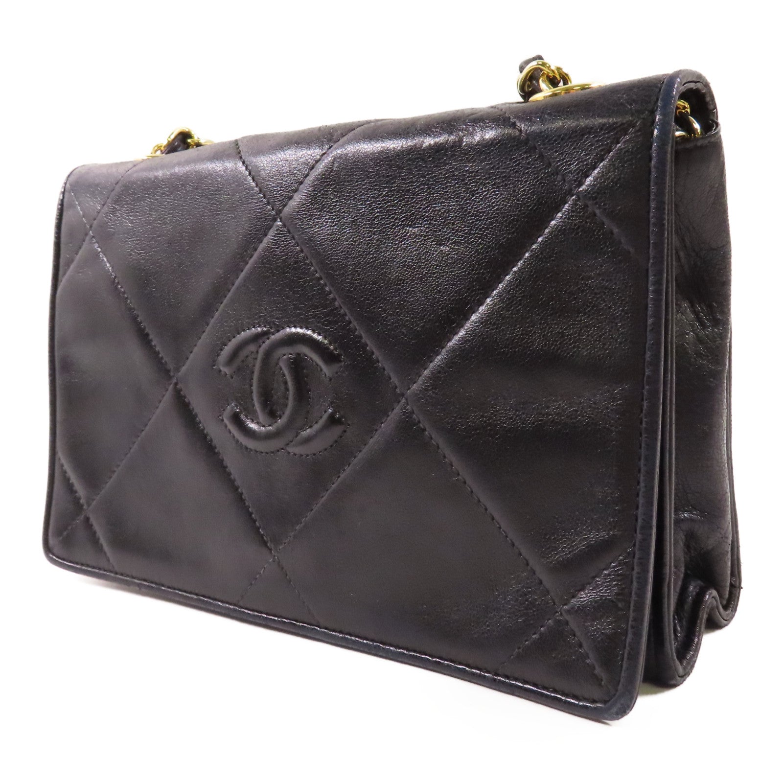 CHANEL 羊皮皮革Vintage Chain Shoulder金扣鏈帶肩背袋