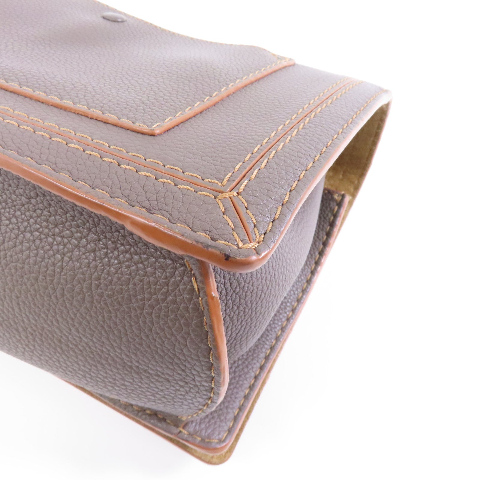 LOEWE 牛皮皮革Barcelona金扣肩背袋灰色