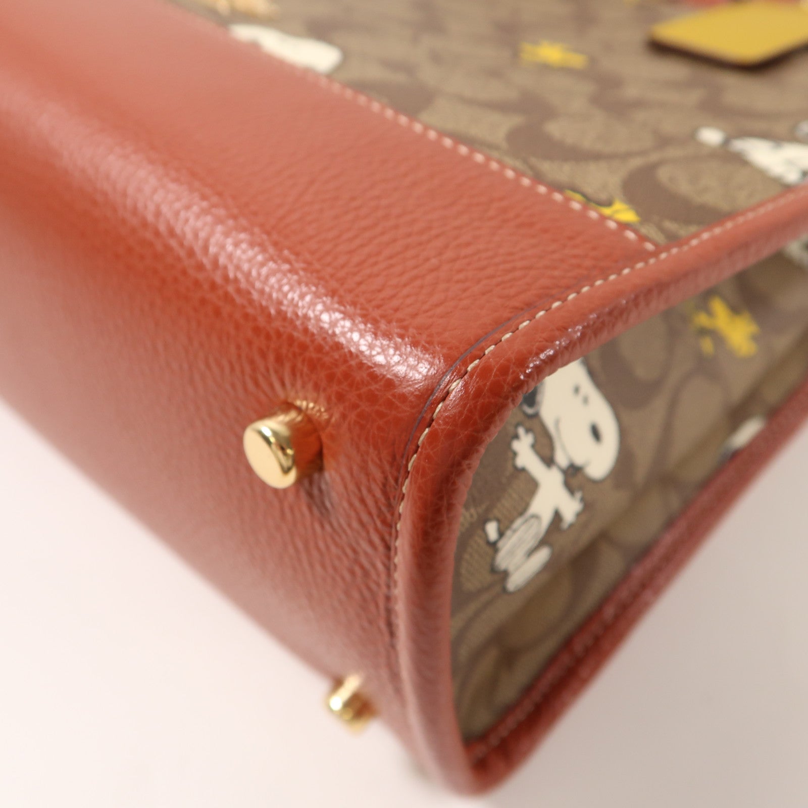 COACH PVC塗層帆布Shoulder Bag金扣手挽肩背兩用袋啡色