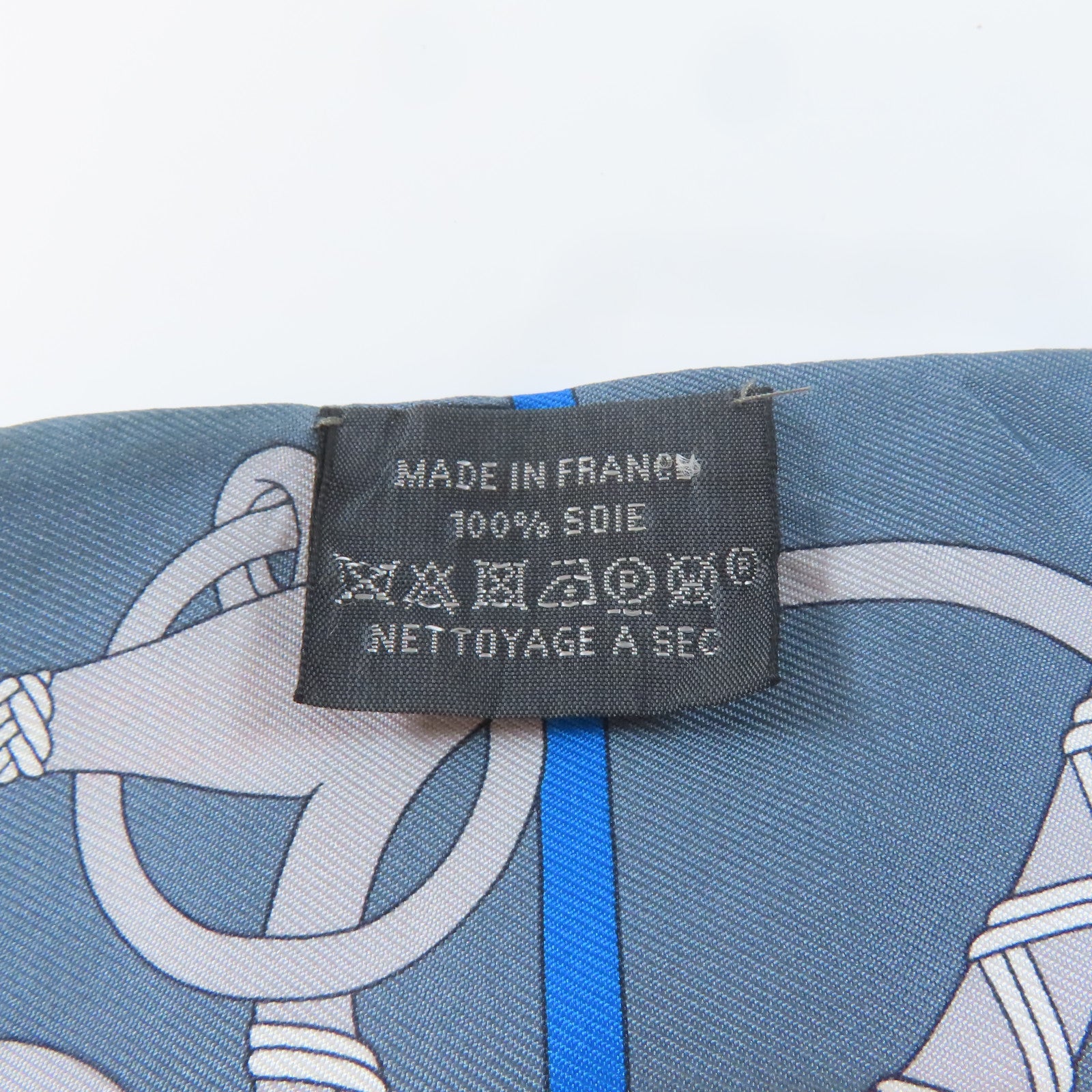 HERMES 絲質Twilly絲巾灰色/藍色