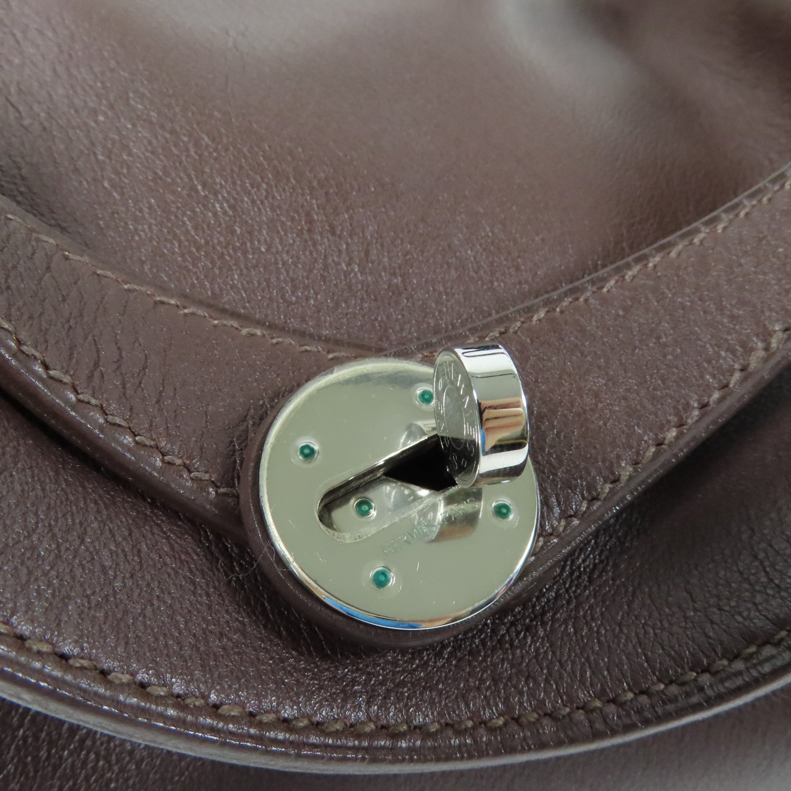 HERMES Swift皮革Lindy 30銀扣手挽肩背兩用袋Brown