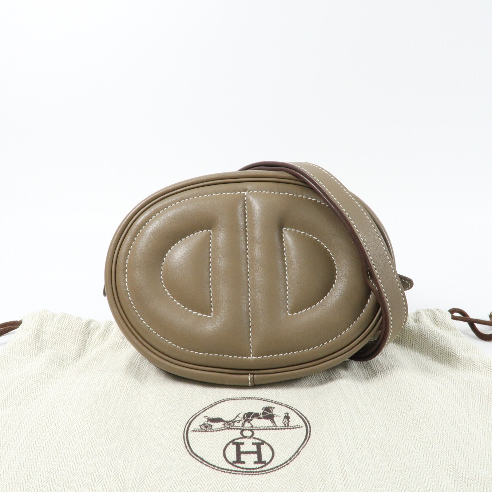 HERMES Swift皮革In The Loop Belt Bag銀扣肩背袋Etoupe