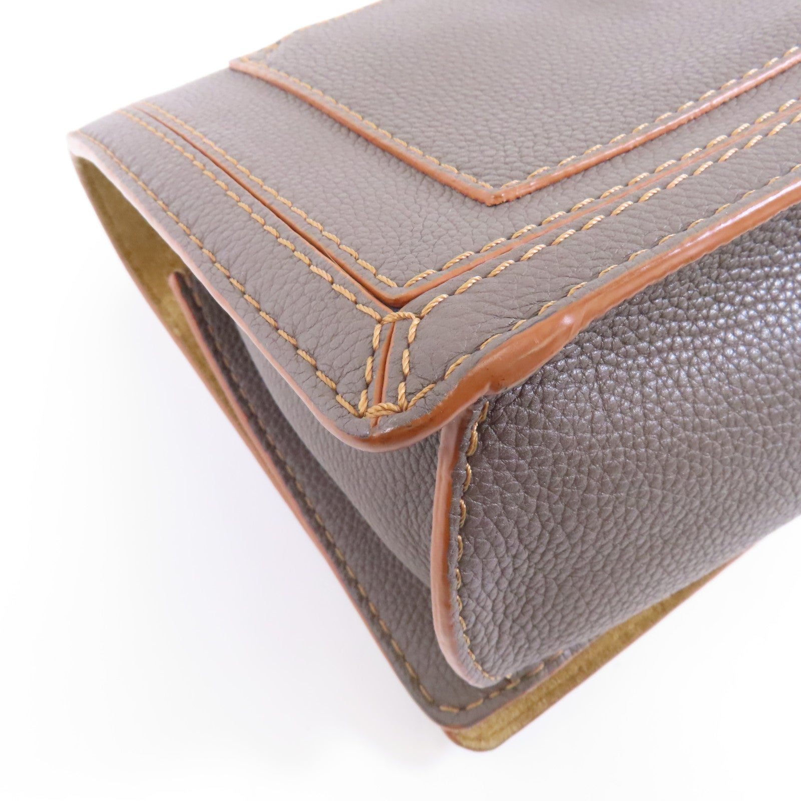 LOEWE 牛皮皮革Barcelona金扣肩背袋灰色
