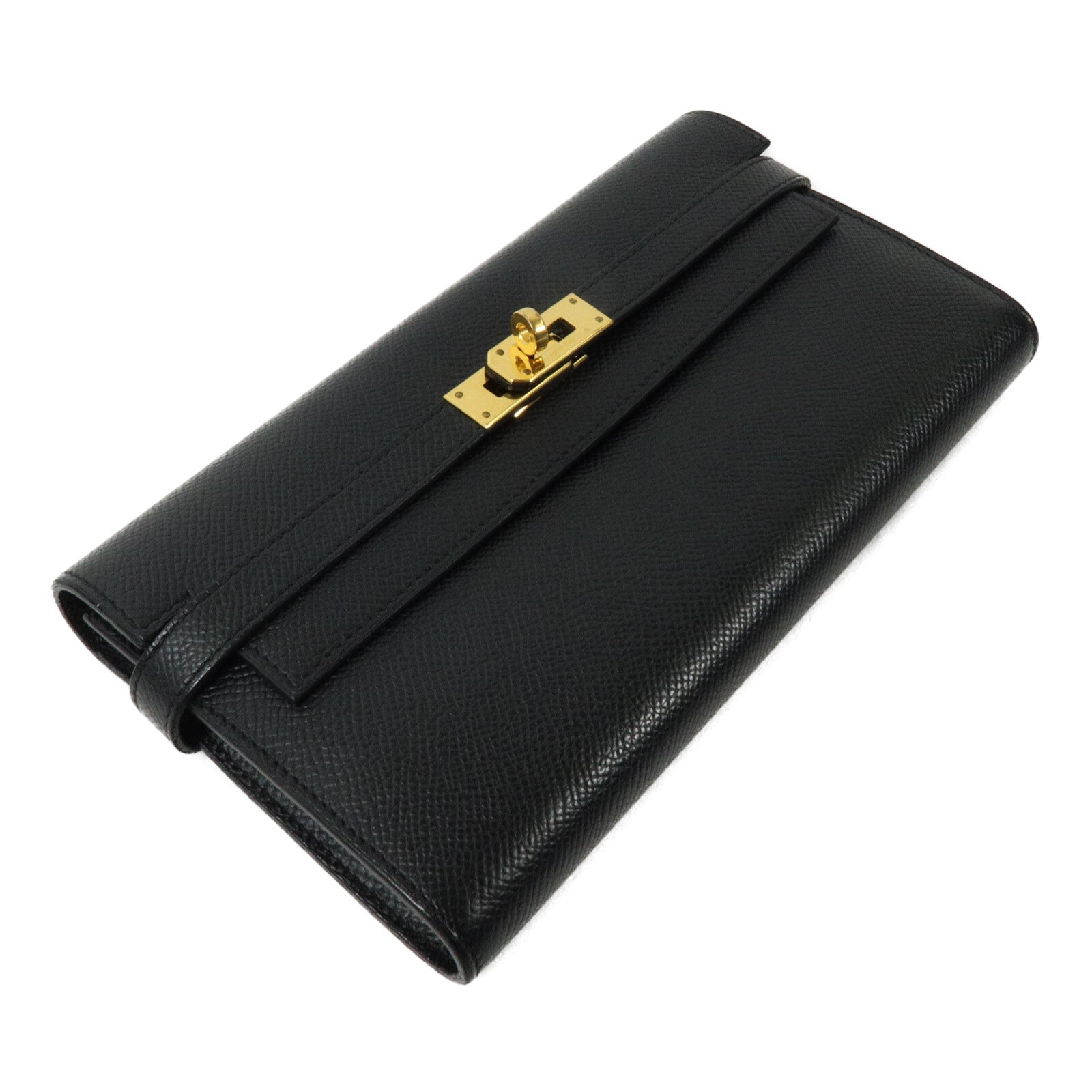 HERMES Epsom皮革Kelly Long Wallet長錢包Noir