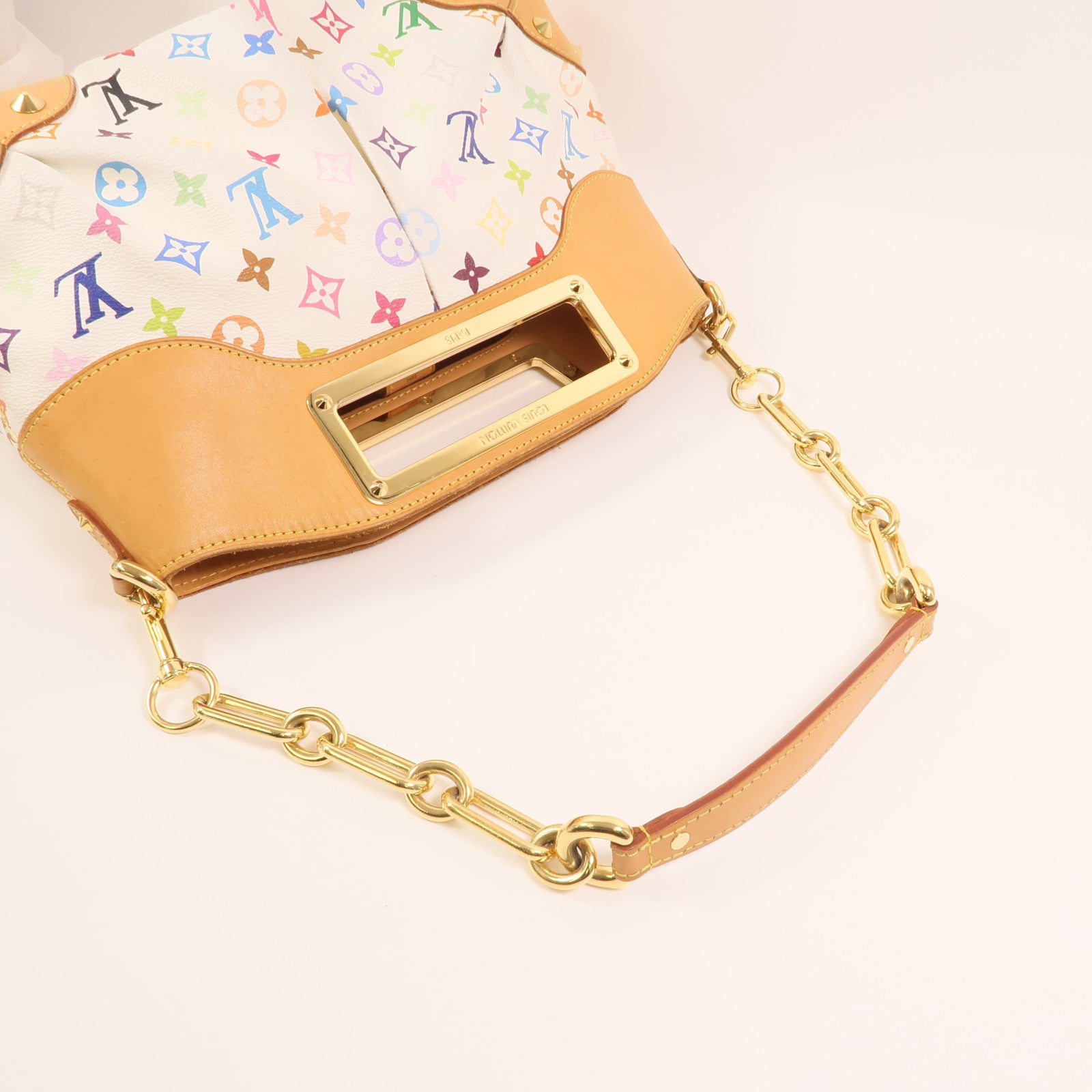 LOUIS VUITTON Monogram Multicolore Judy MM金扣鏈帶手挽肩背兩用袋