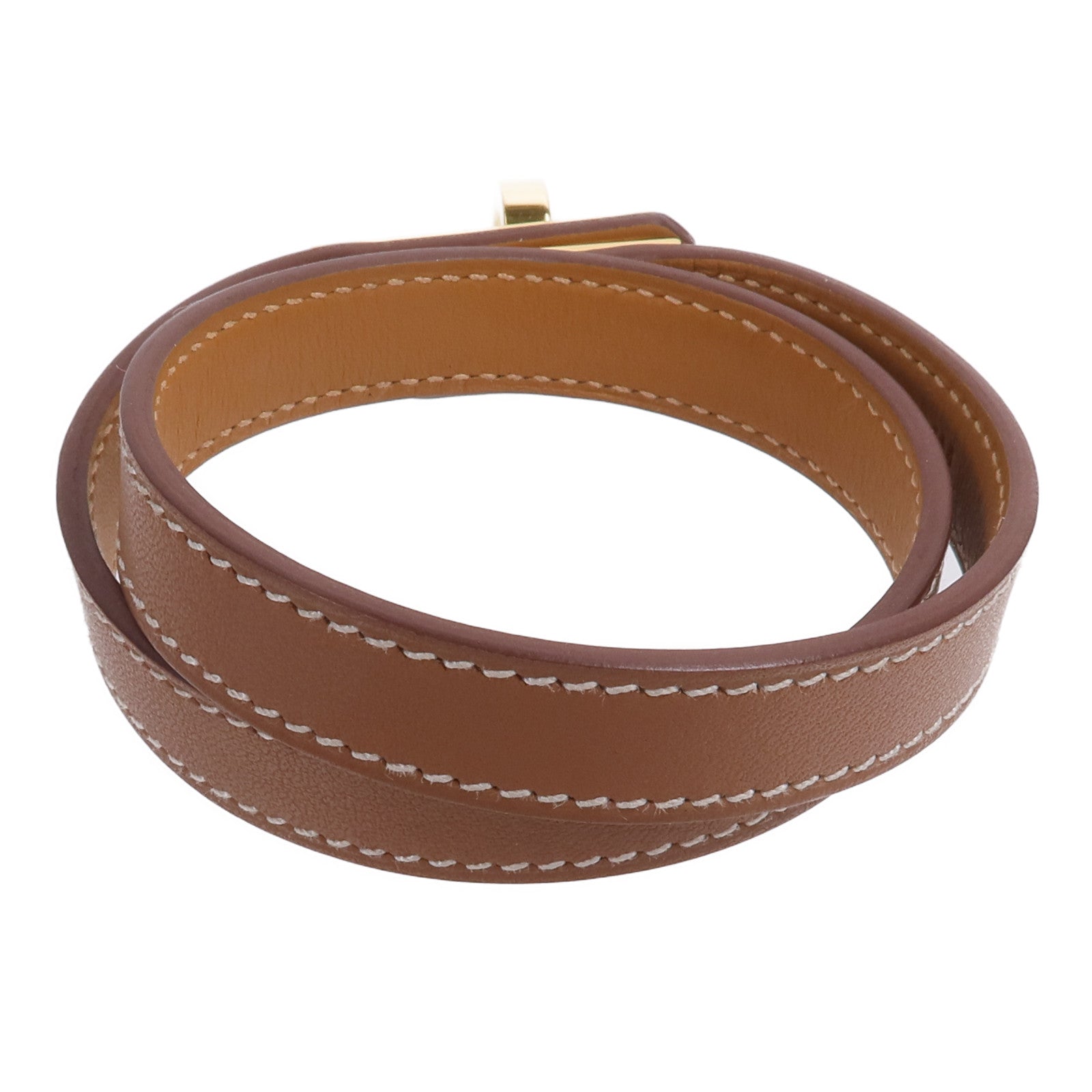 HERMES Swift皮革Mini Kelly Double Tour Bracelet手帶Gold