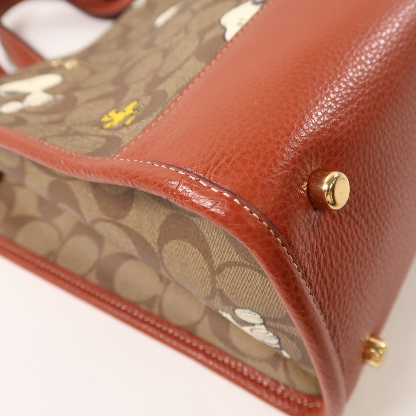 COACH PVC塗層帆布Shoulder Bag金扣手挽肩背兩用袋啡色