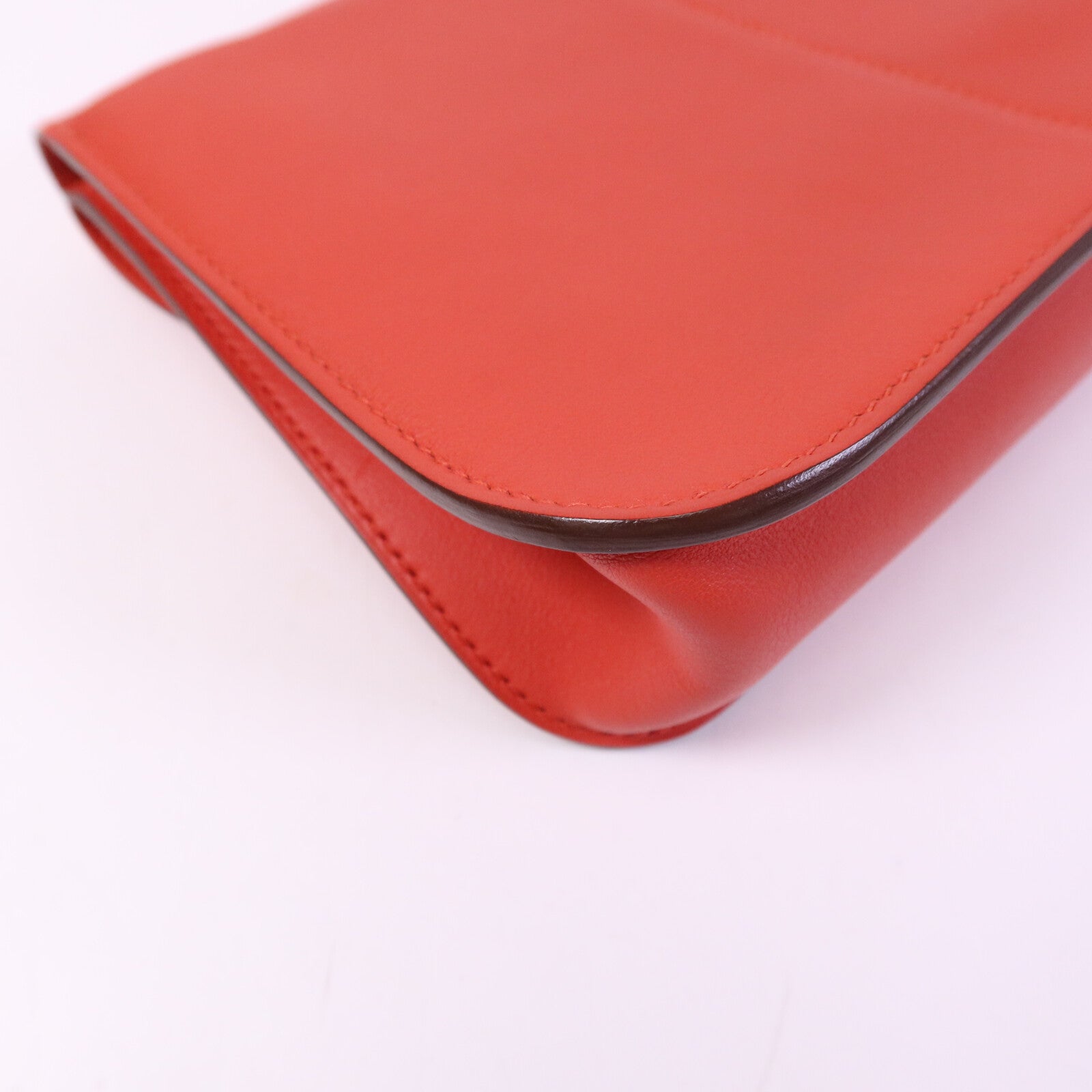 HERMES Swift皮革Halzan Mini銀扣肩背袋Rouge Tomate