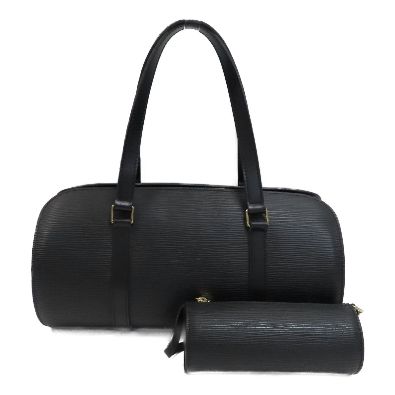 LOUIS VUITTON Epi Soufflot金扣手挽袋黑色