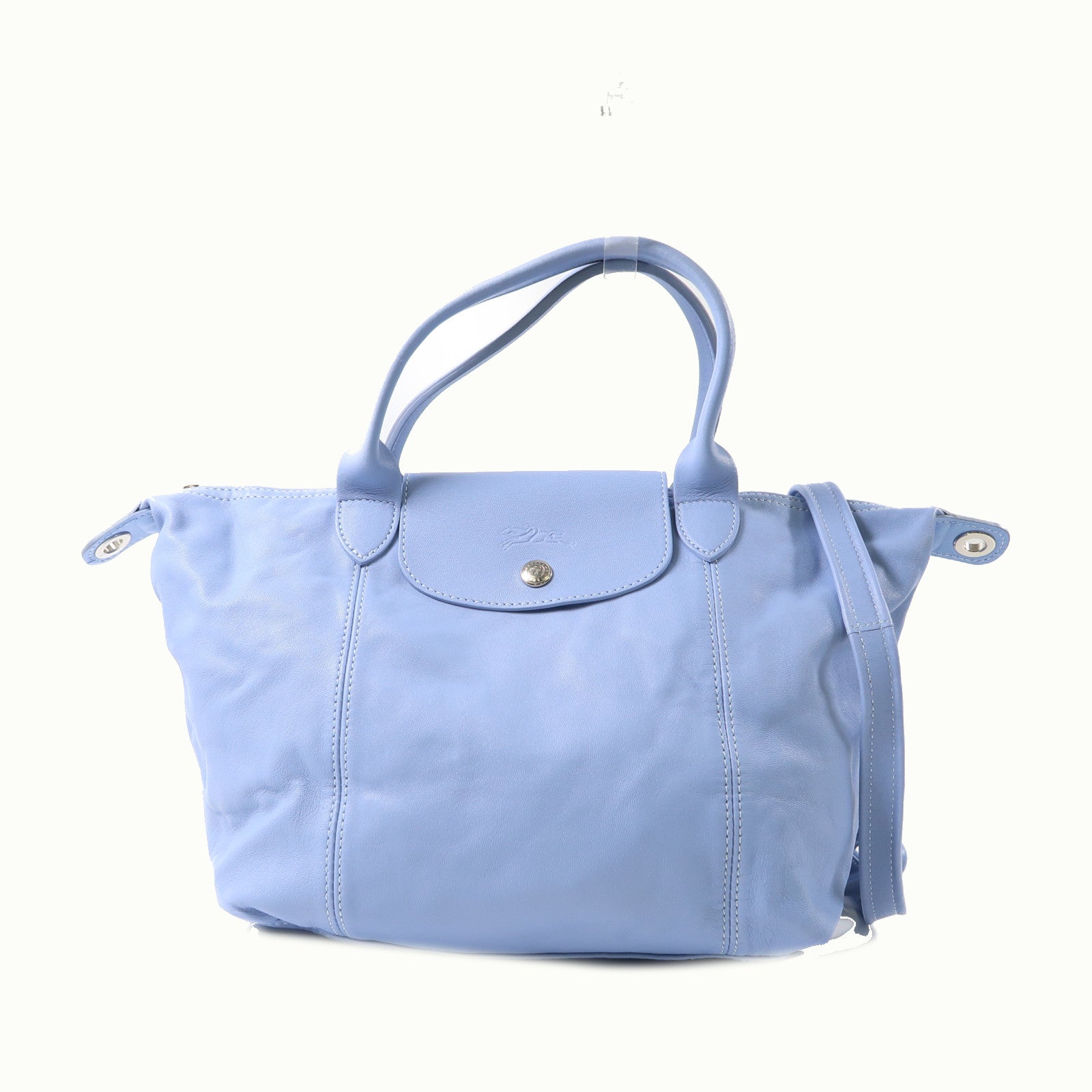 Longchamp 羊皮皮革Shoulder Bag銀扣手挽肩背兩用袋粉紅色